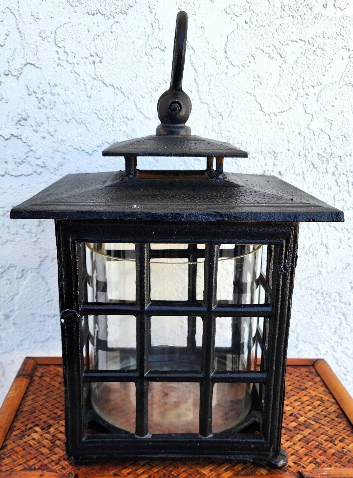 20th Century Iron Candle Lantern Mid Century Huge 30 Pounds For Sale