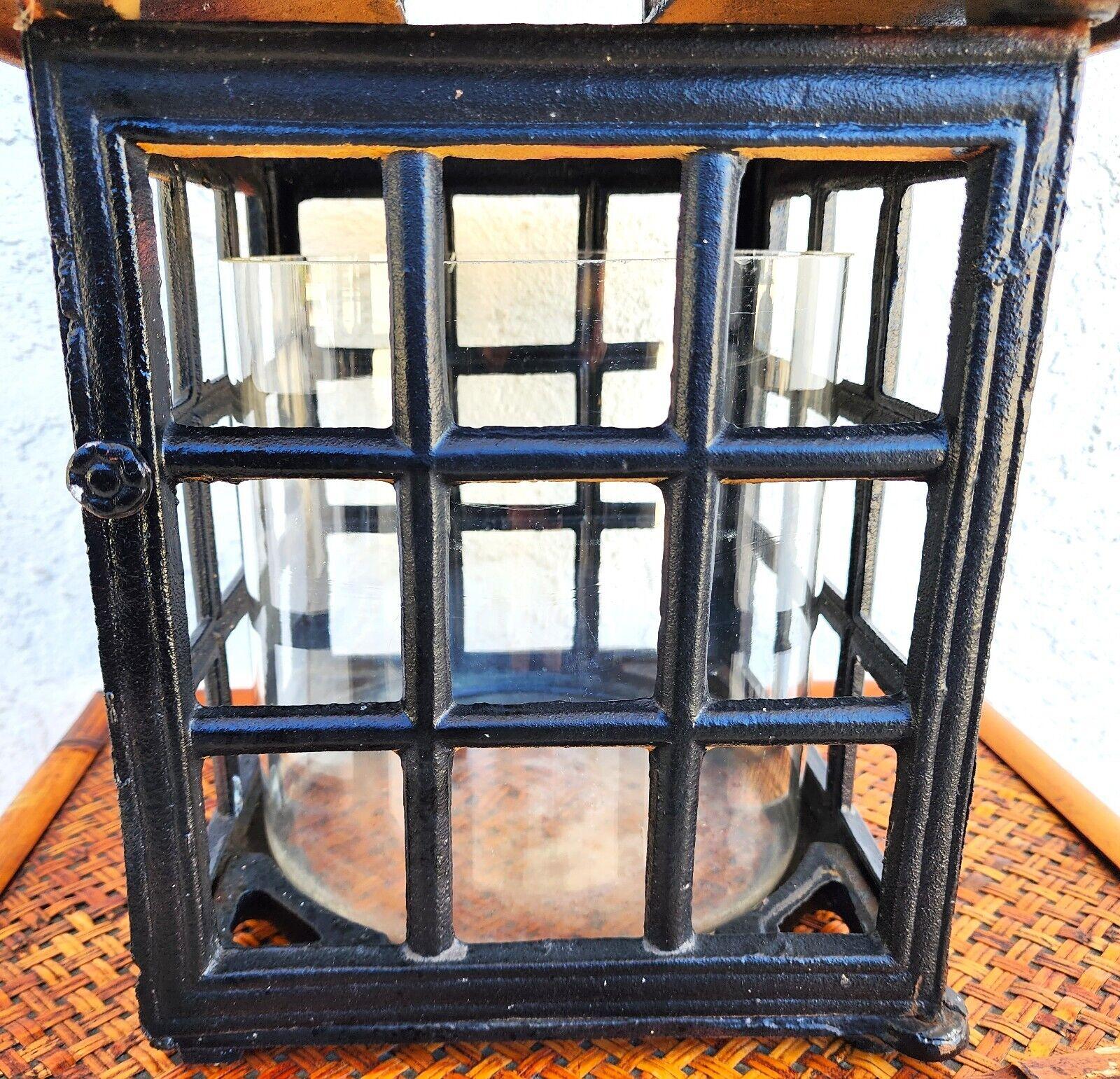 Iron Candle Lantern Mid Century Huge 30 Pounds For Sale 2