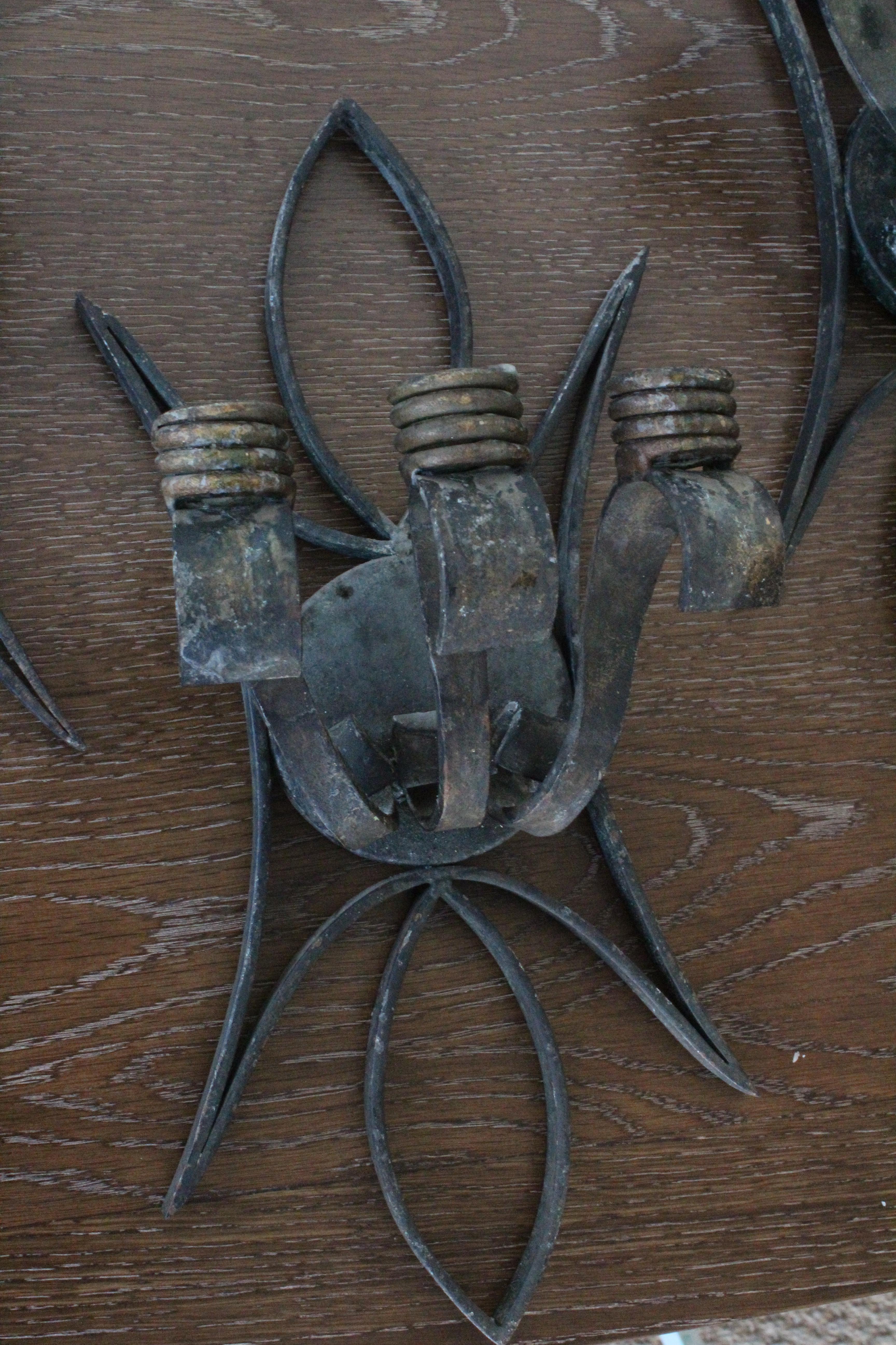 Iron Candle Sconces, Sold as Pair, France, 1950s 5