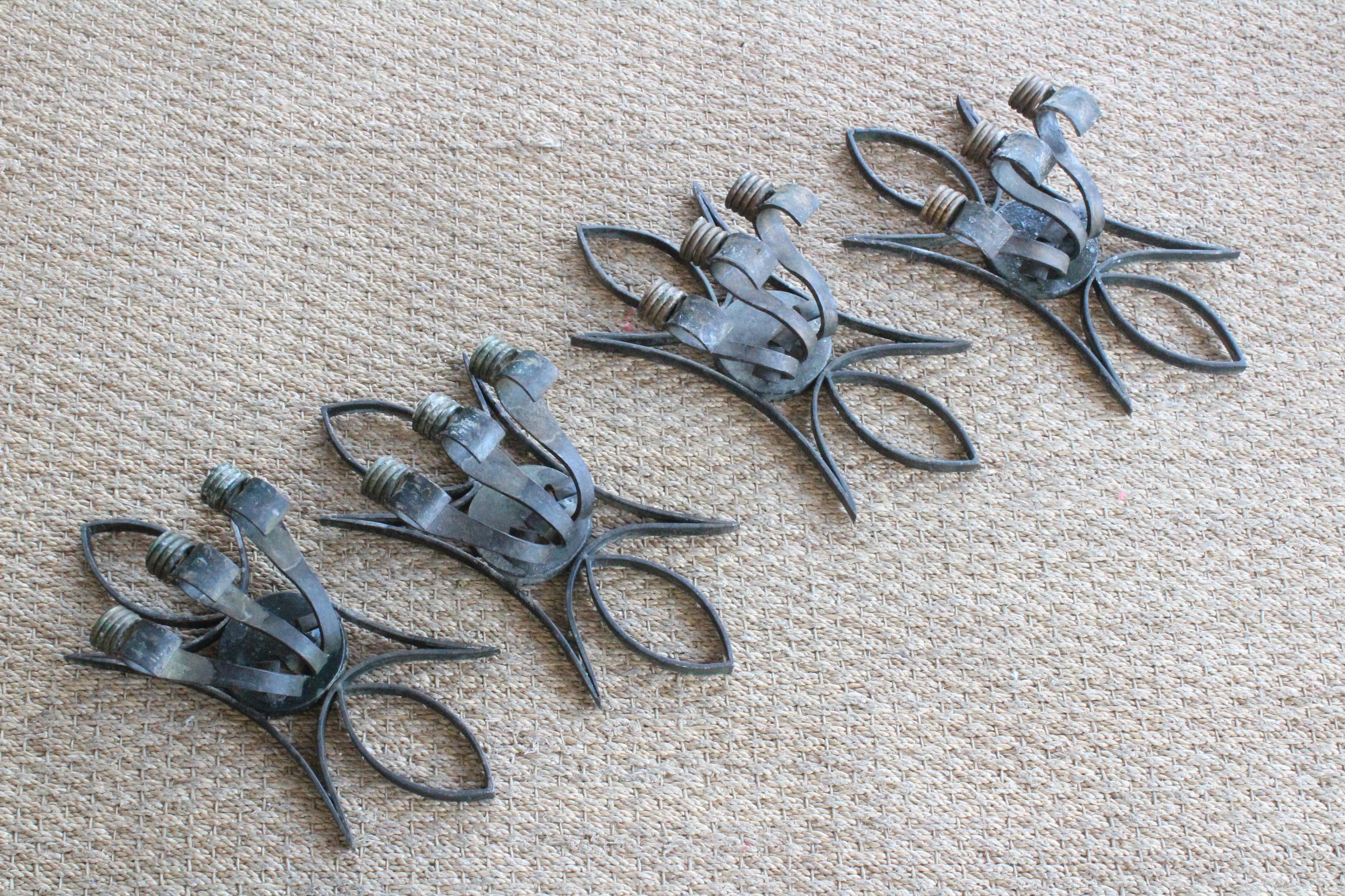 Iron Candle Sconces, Sold as Pair, France, 1950s 11