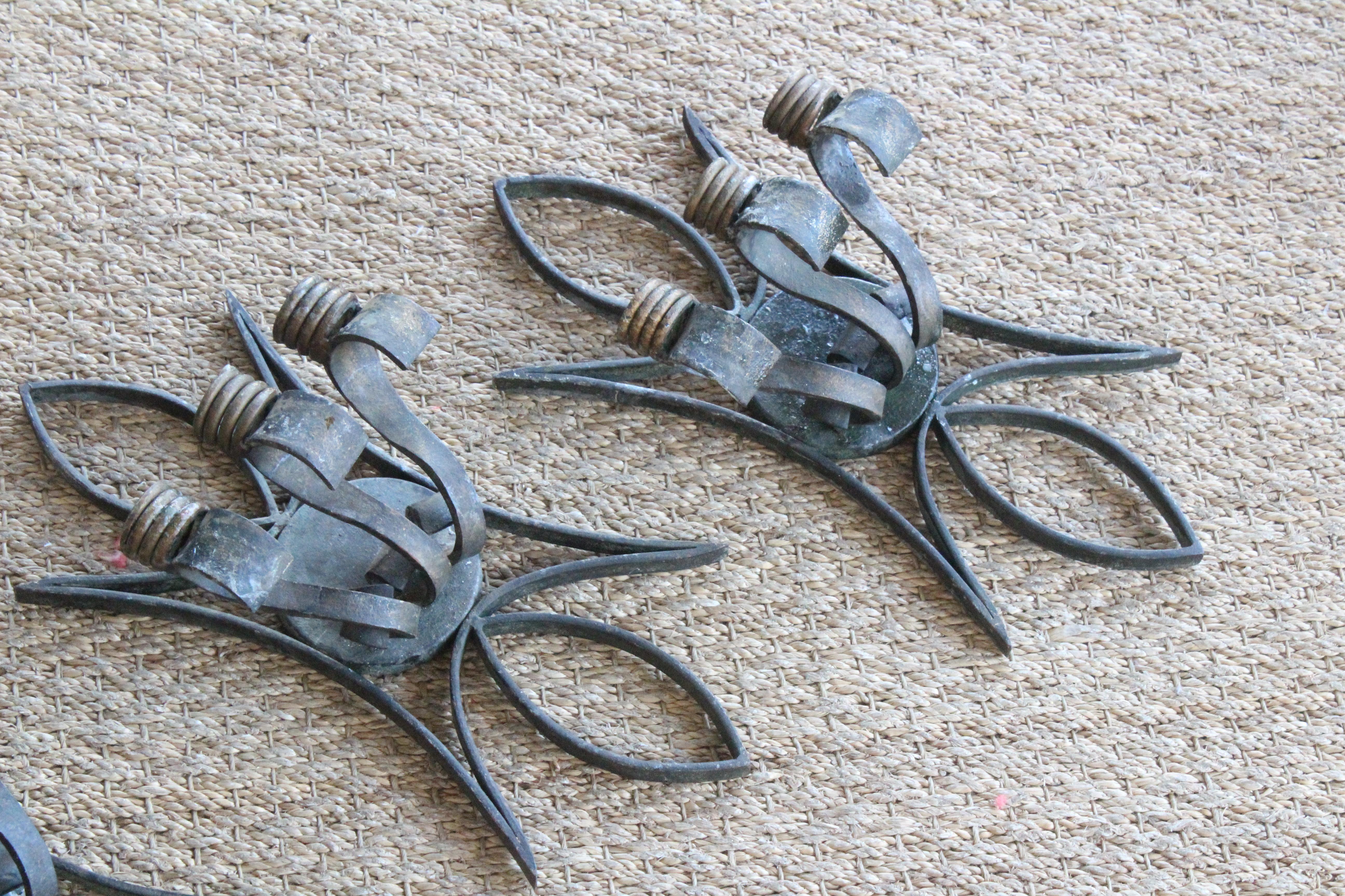 Iron Candle Sconces, Sold as Pair, France, 1950s 13
