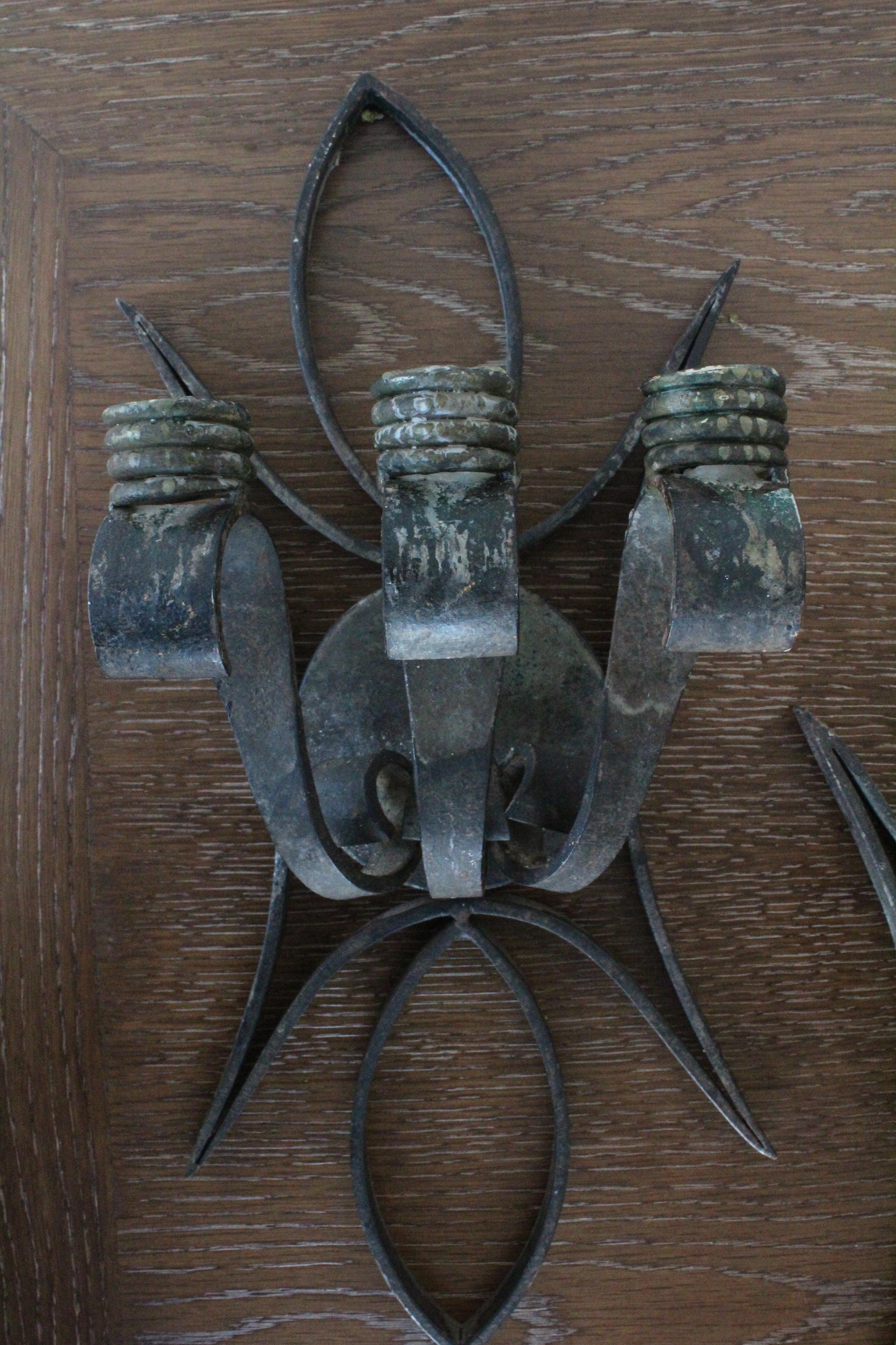 Iron Candle Sconces, Sold as Pair, France, 1950s 4