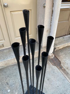 Iron Candle Stand in the Style of Harry Bertoia