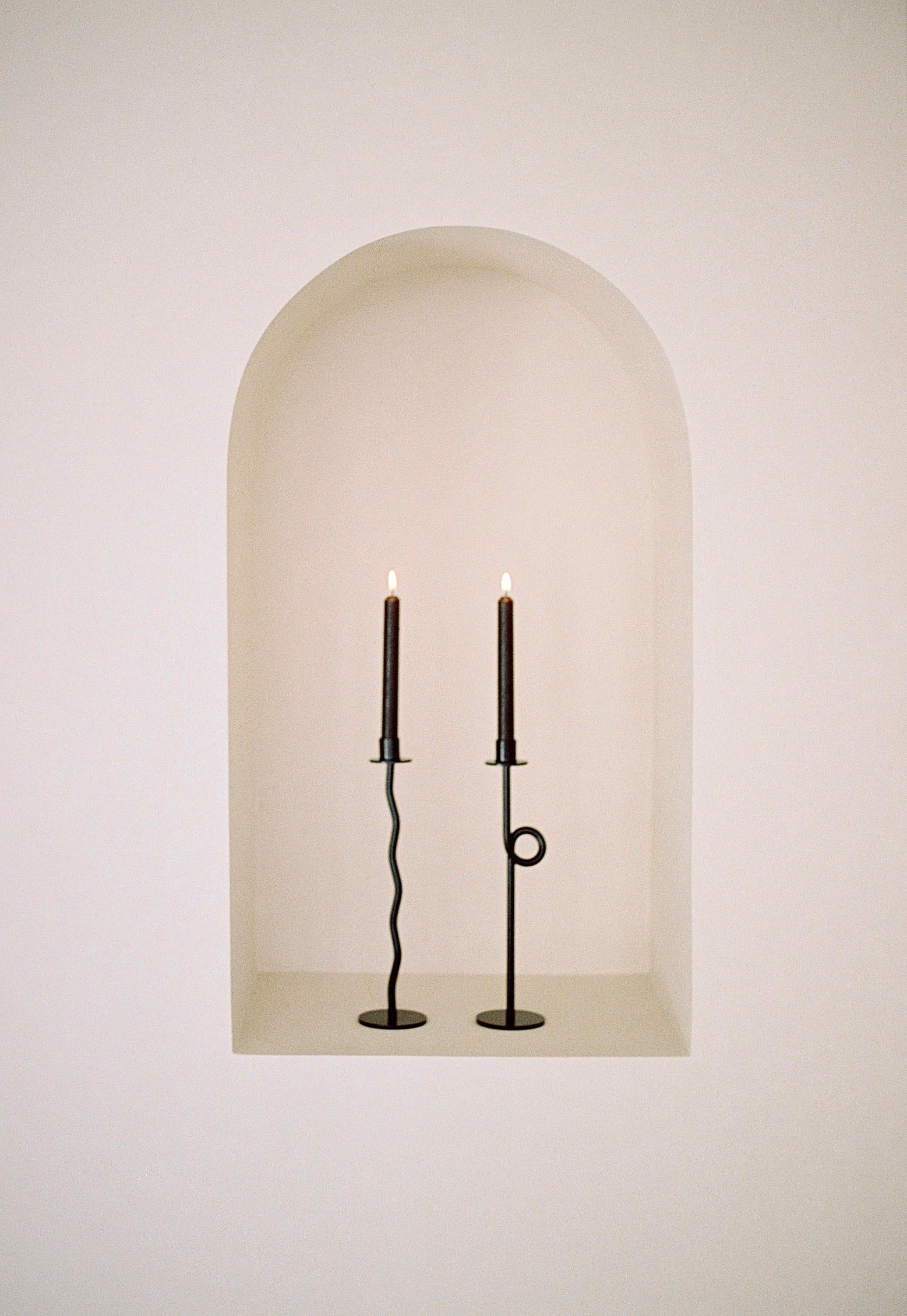 Spanish Iron Candlestick - Curve For Sale