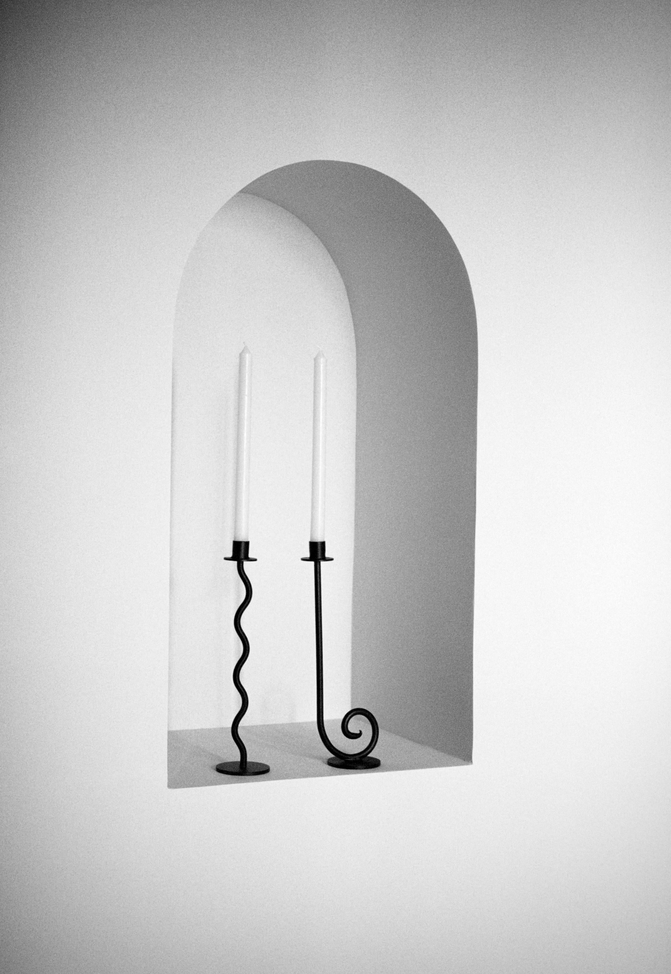 Metalwork Iron Candlestick - Curve For Sale