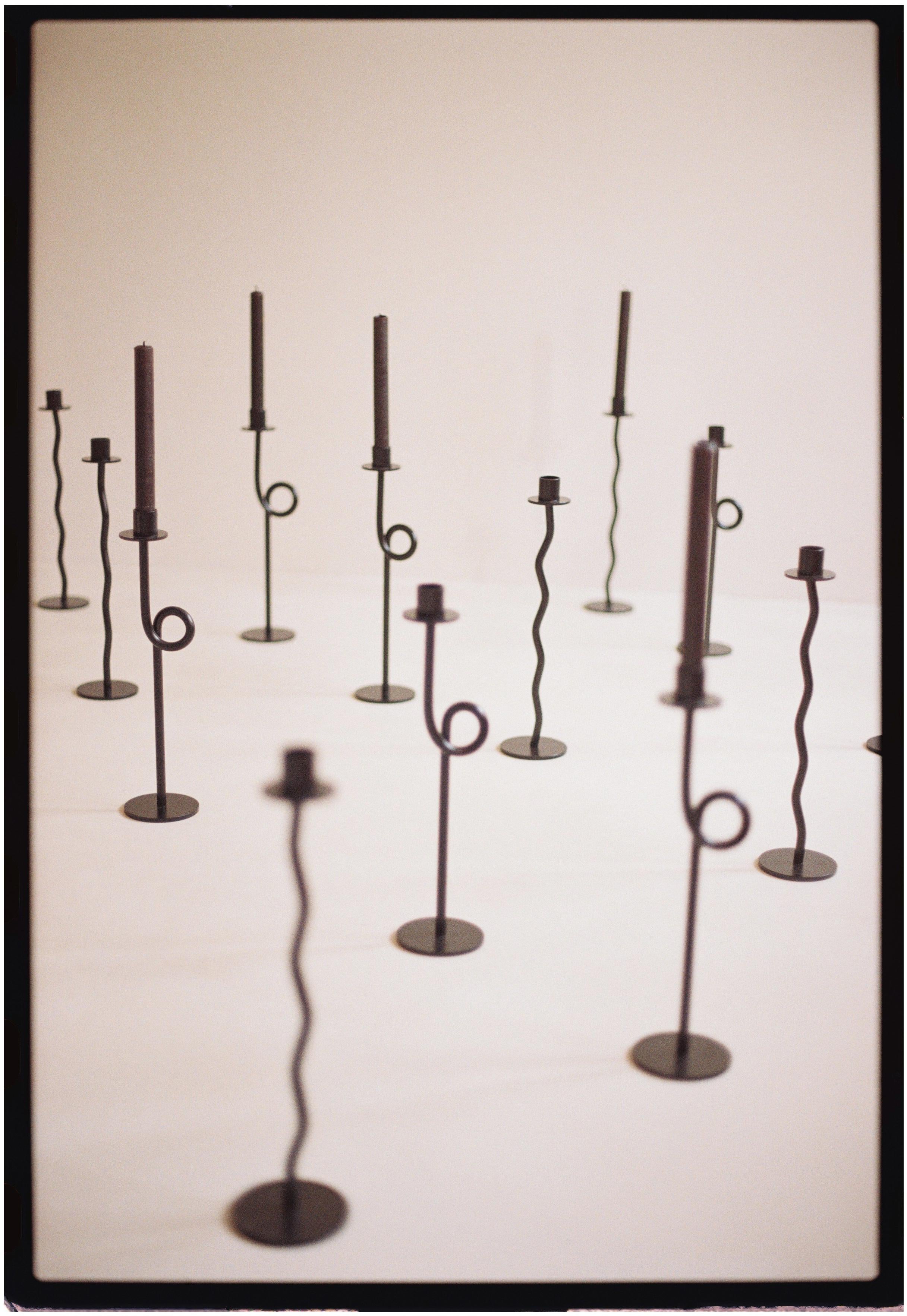 Contemporary Iron Candlestick - Curve For Sale