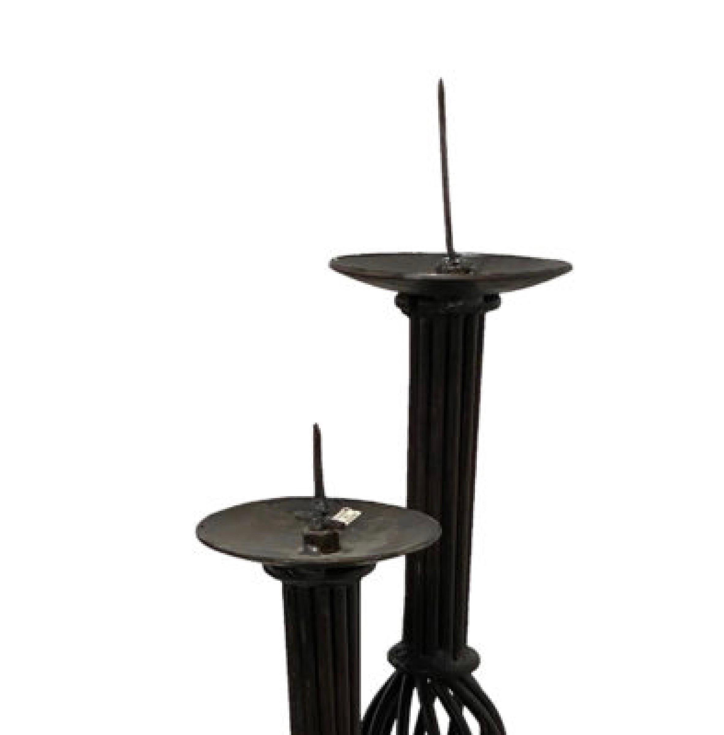19th Century Iron Candlesticks with Twisted Element For Sale