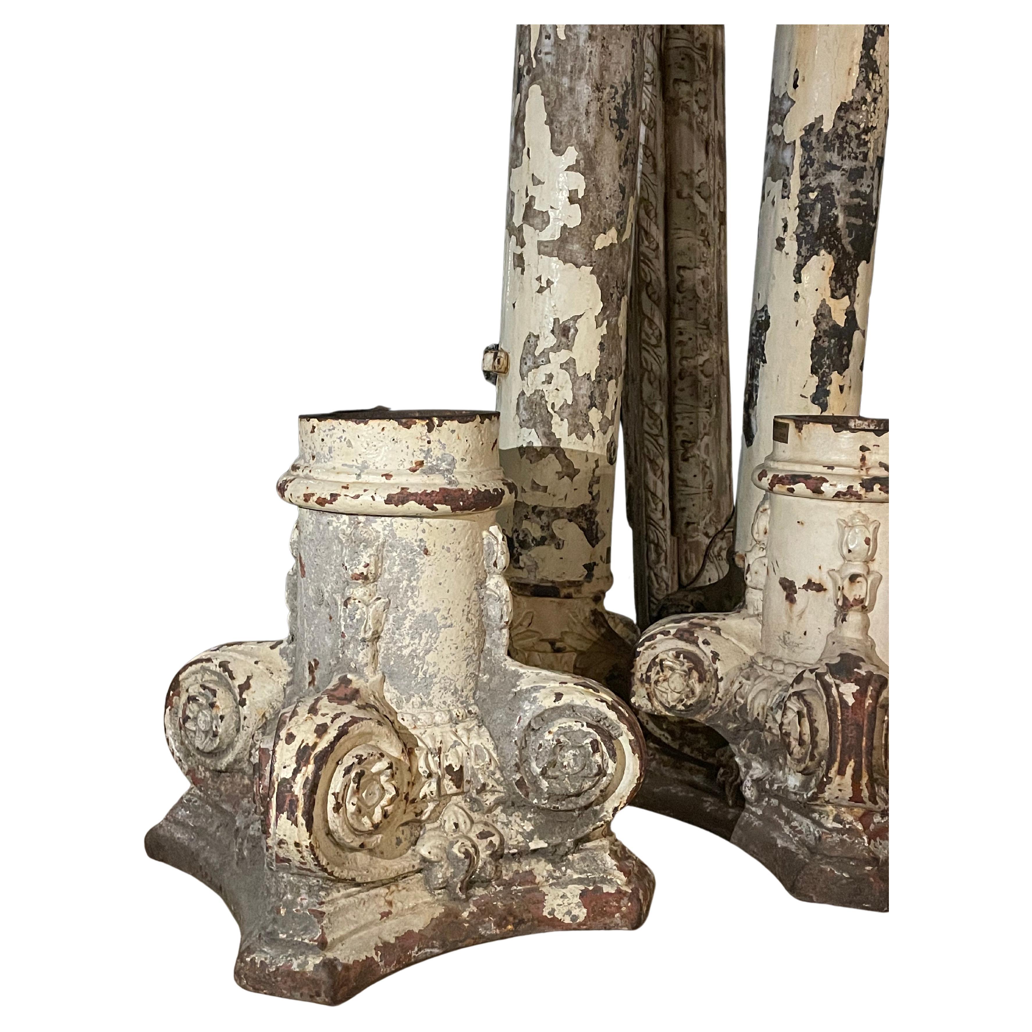 Iron capitals with traces of polychromy For Sale