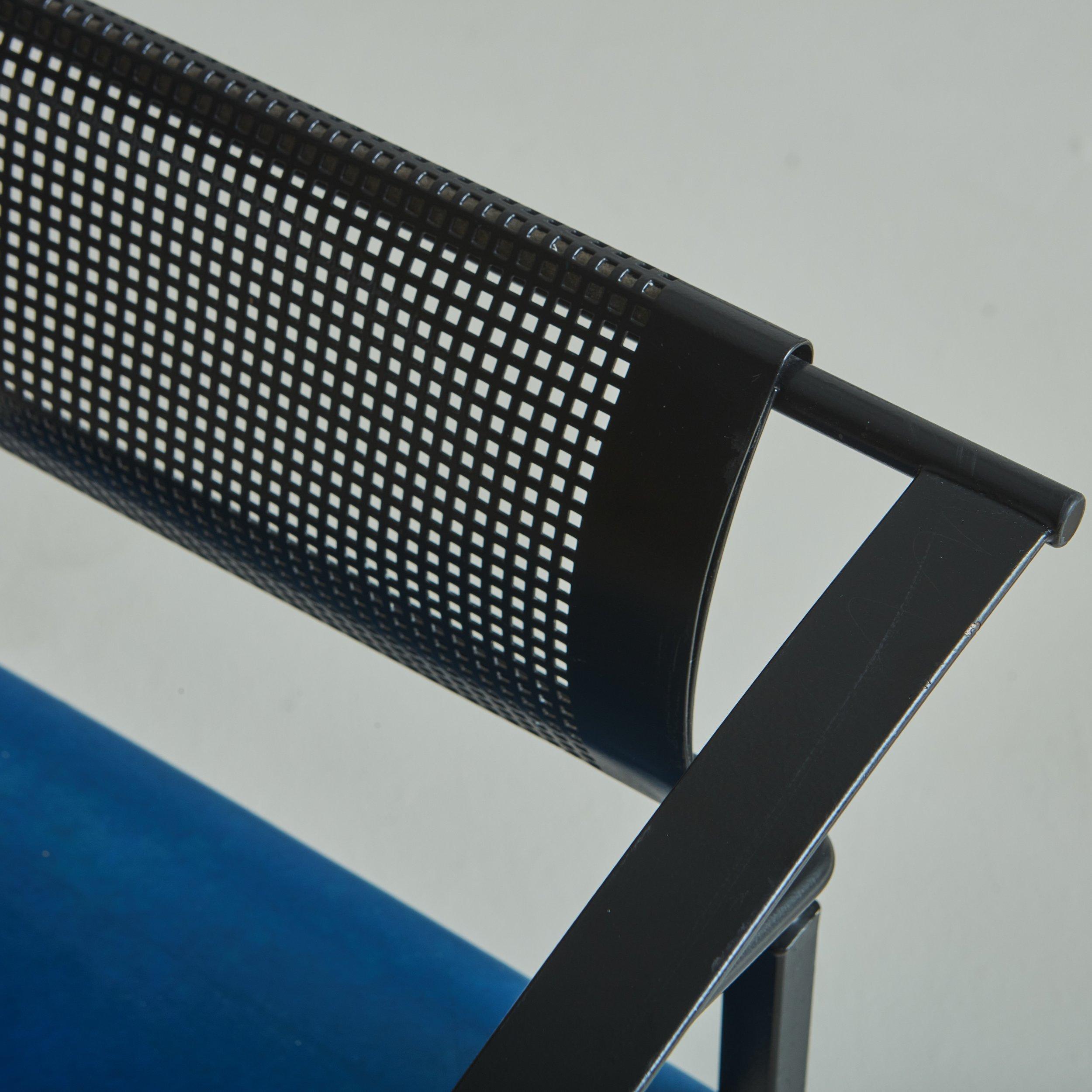 Iron ‘Carrè VI’ Chair in Blue Leather by Fly Line, Italy 1990s - 6 Available 3
