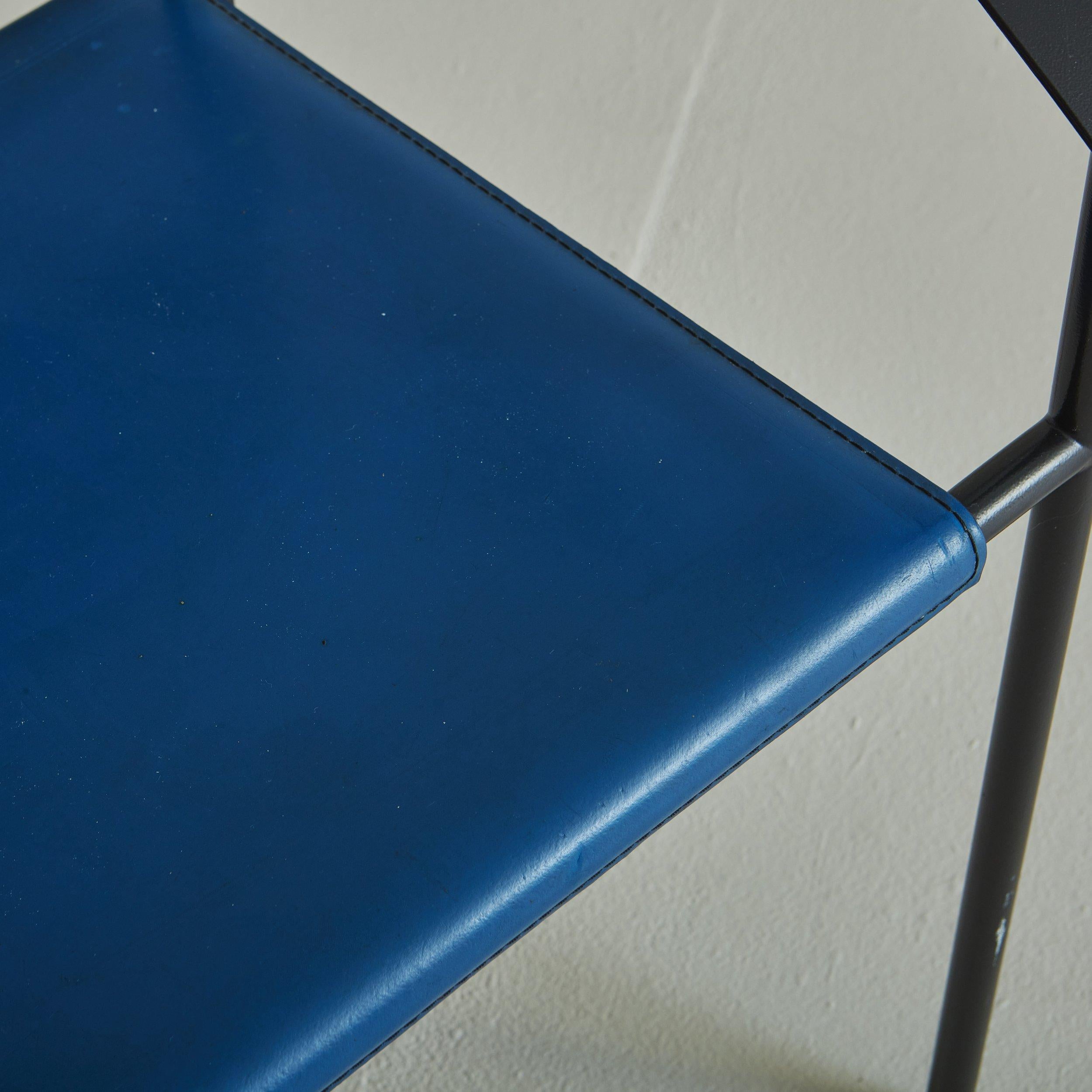 Iron ‘Carrè VI’ Chair in Blue Leather by Fly Line, Italy 1990s - 6 Available 4