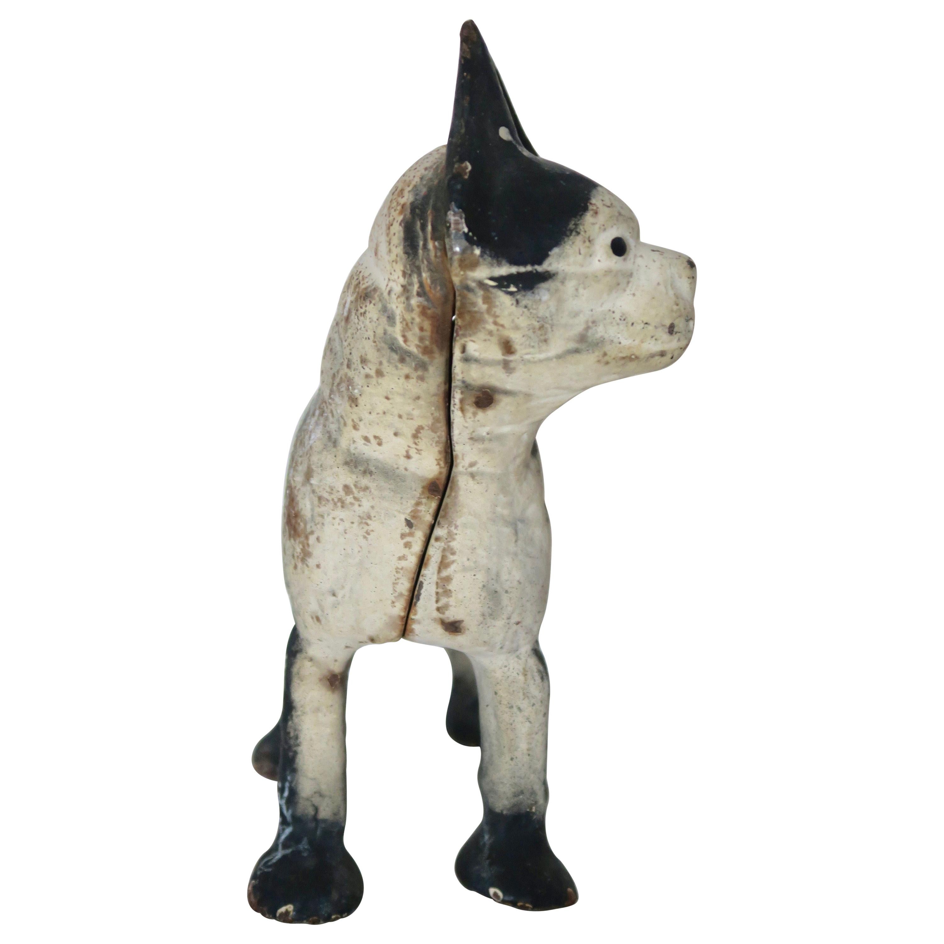 Iron Cast Black and White Boston Dog