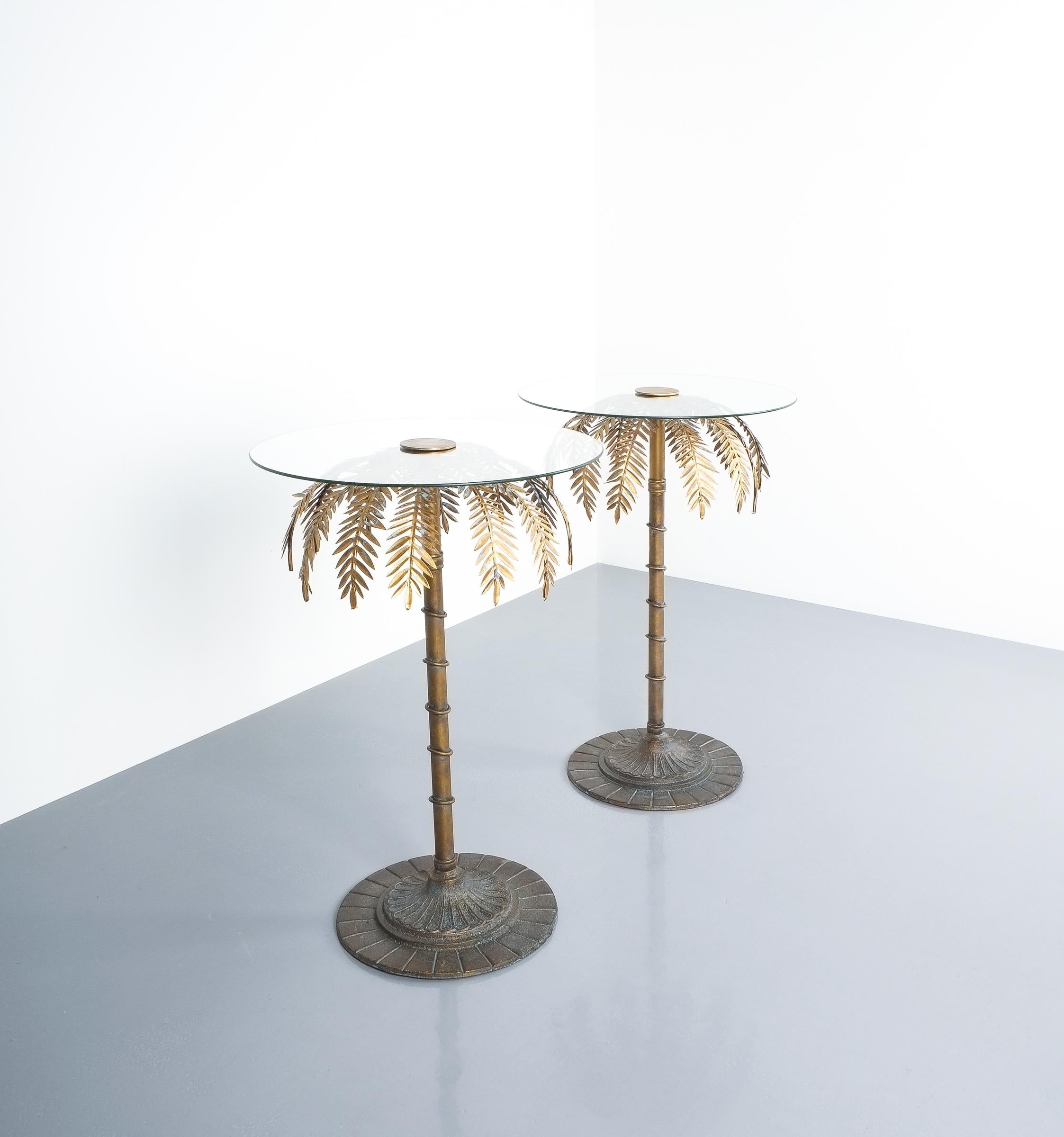 Iron Centre or Side Tables Style Maison Charles Golden Palm Trees, circa 1955 For Sale 1