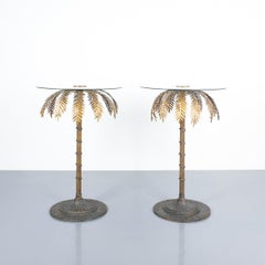 Iron Centre or Side Tables Style Maison Charles Golden Palm Trees, circa 1955