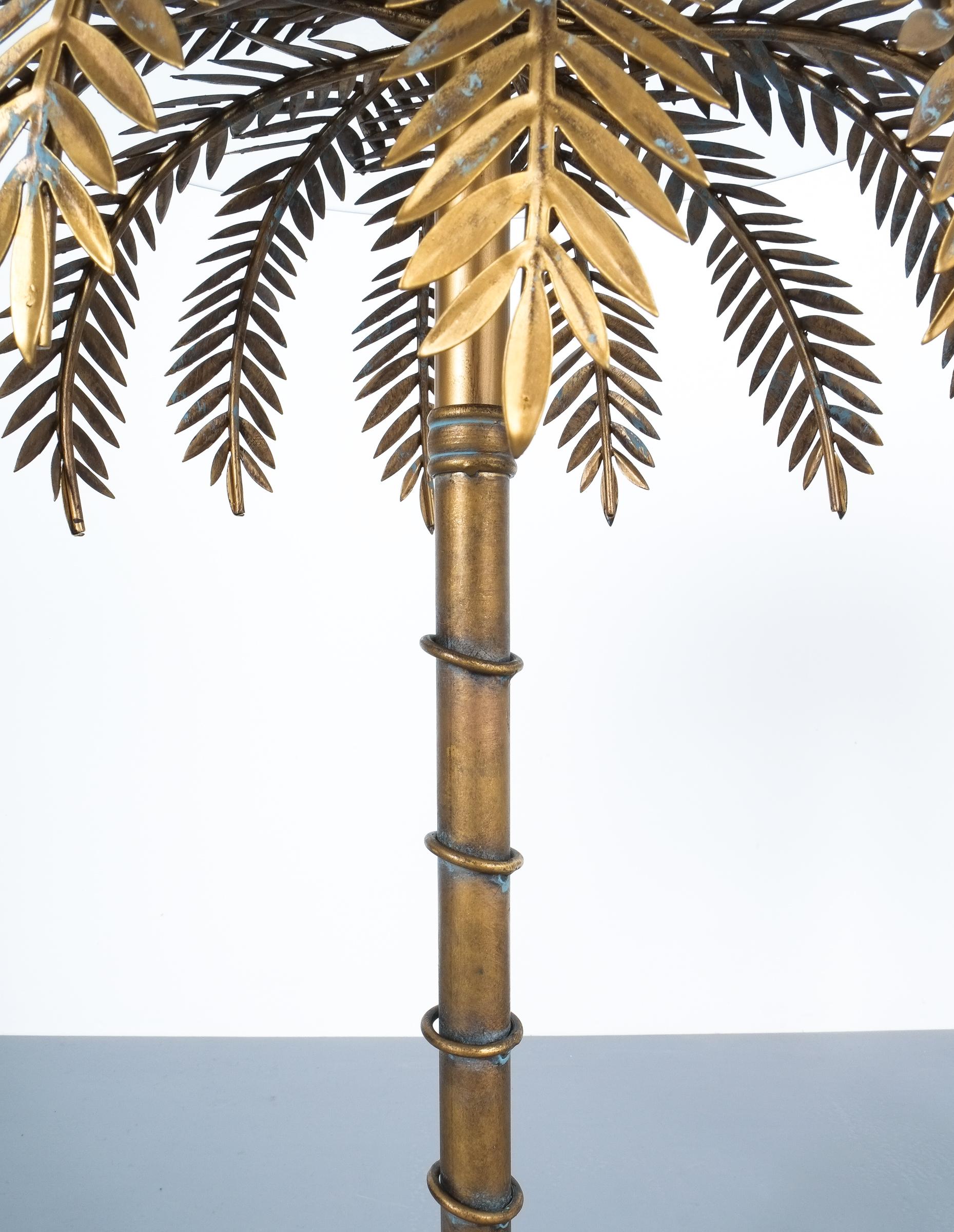 French Iron Centre or Side Tables Style Maison Charles Golden Palm Trees, circa 1955 For Sale