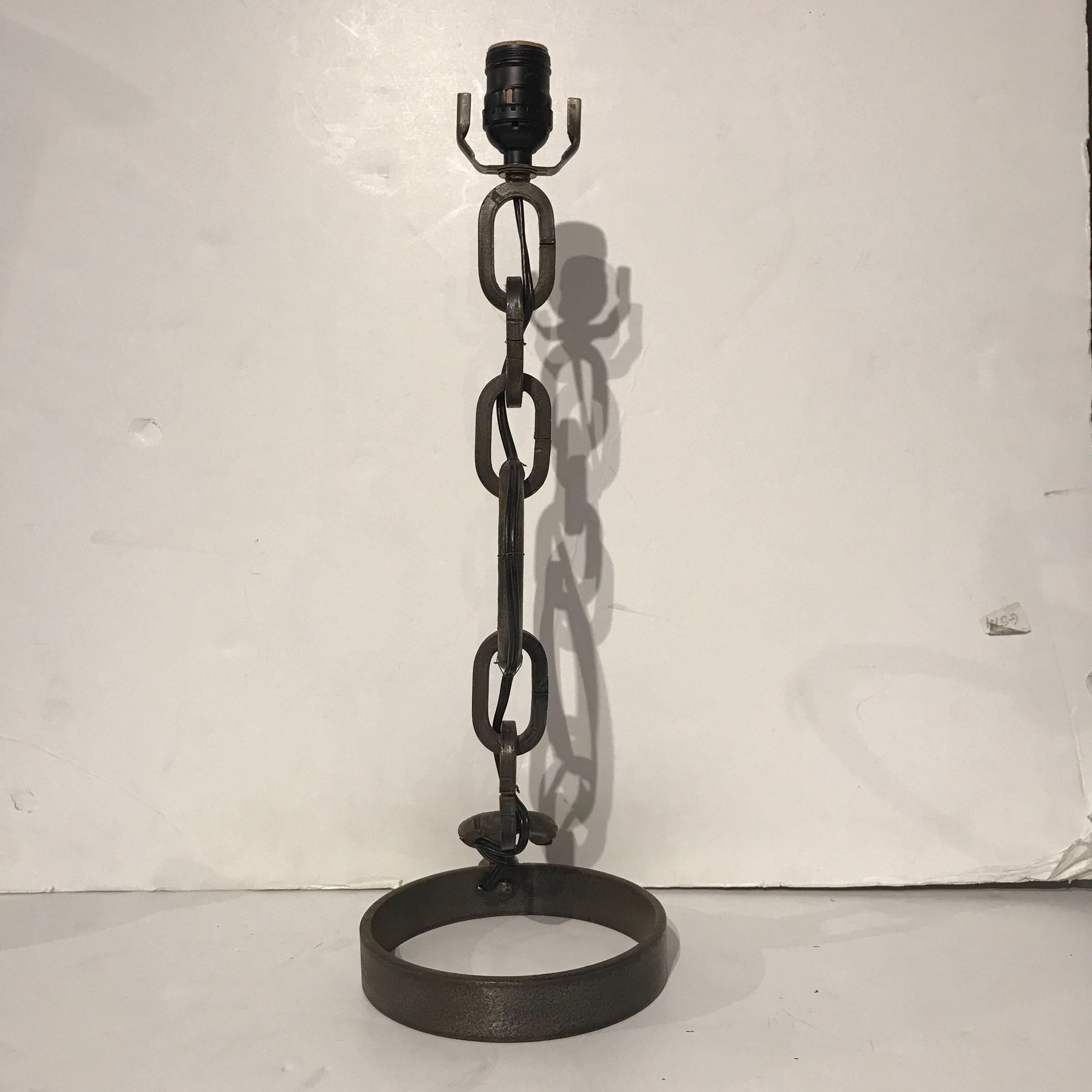 French Iron Chain Link Lamp by Jacques Adnet