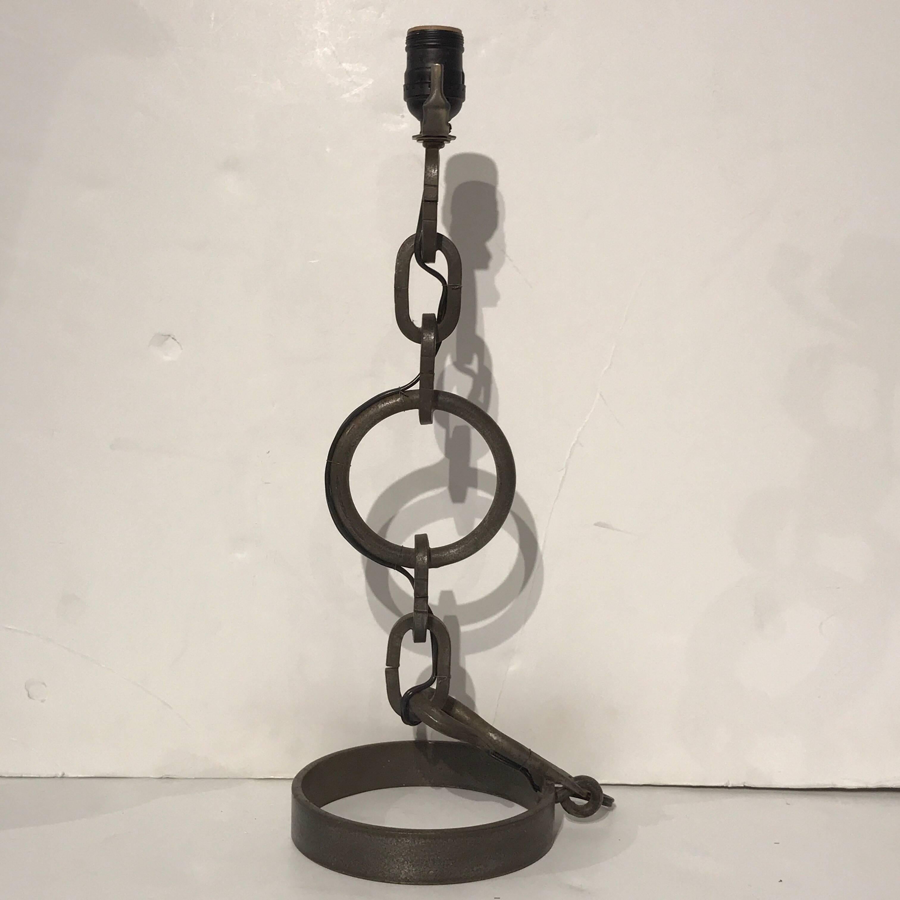 Iron Chain Link Lamp by Jacques Adnet In Excellent Condition In Atlanta, GA