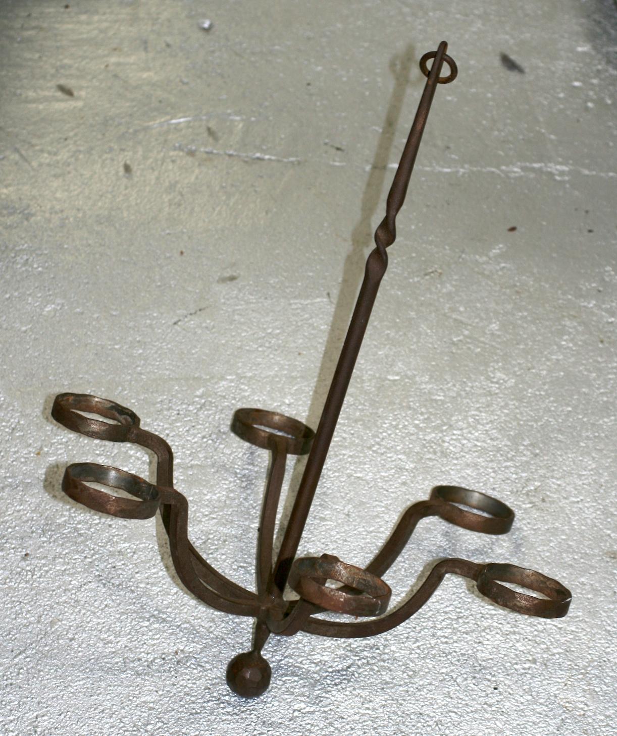 North American Iron Chandelier for Air Ferns or Votives For Sale
