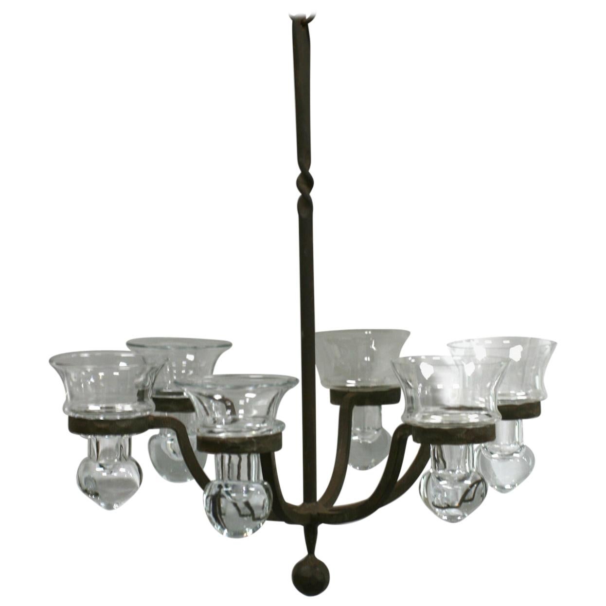Iron Chandelier for Air Ferns or Votives For Sale