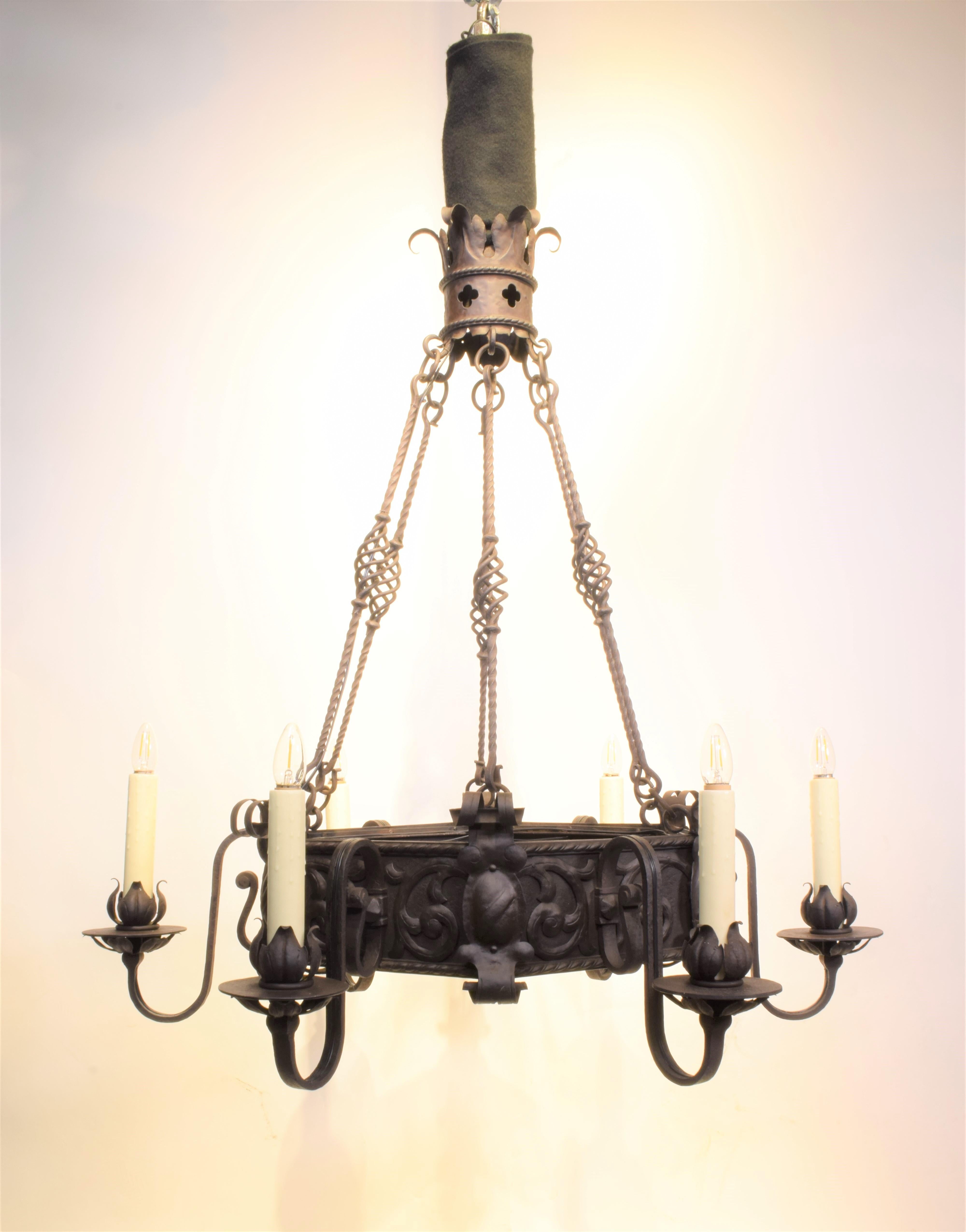 Late 19th Century Iron Chandelier For Sale