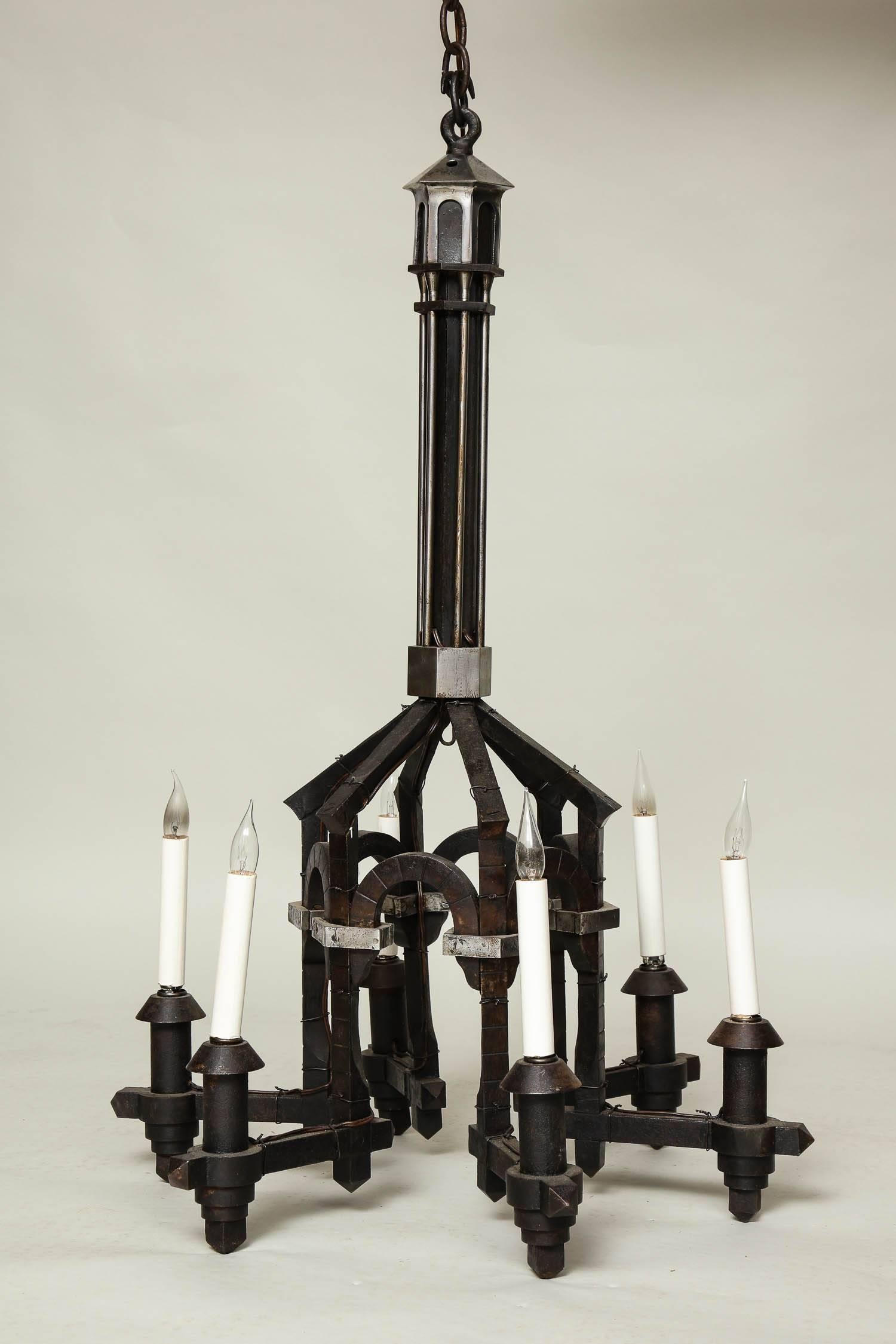 Forged Architectural Iron Chandelier 2