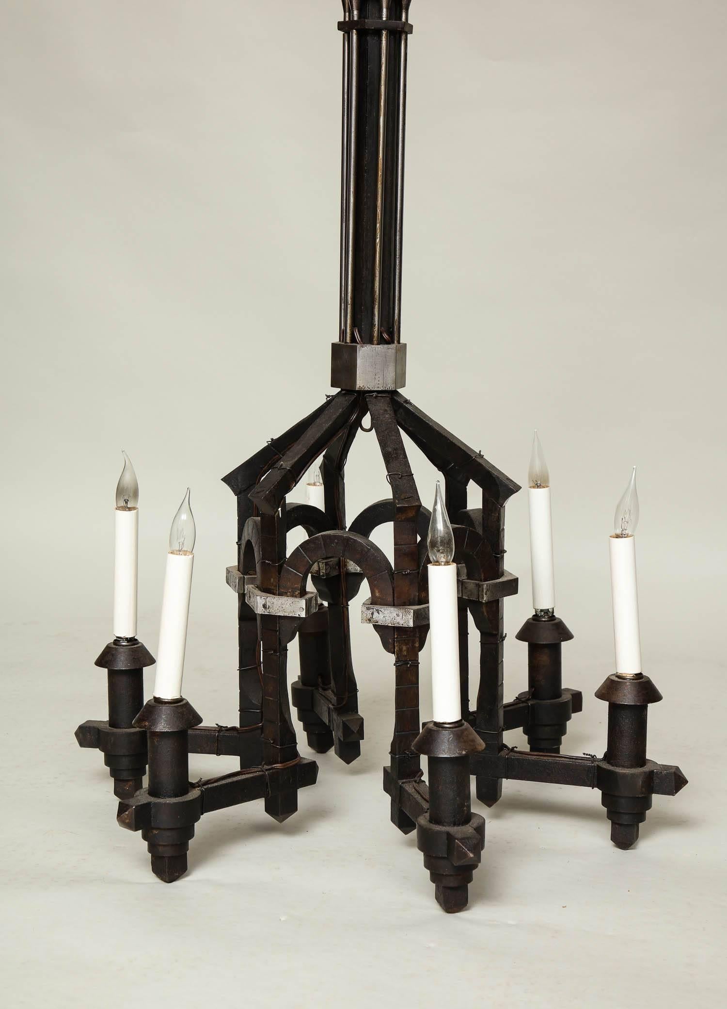 Forged Architectural Iron Chandelier 3