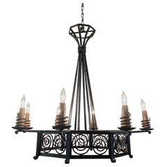 Iron Chandelier, France, 1930s