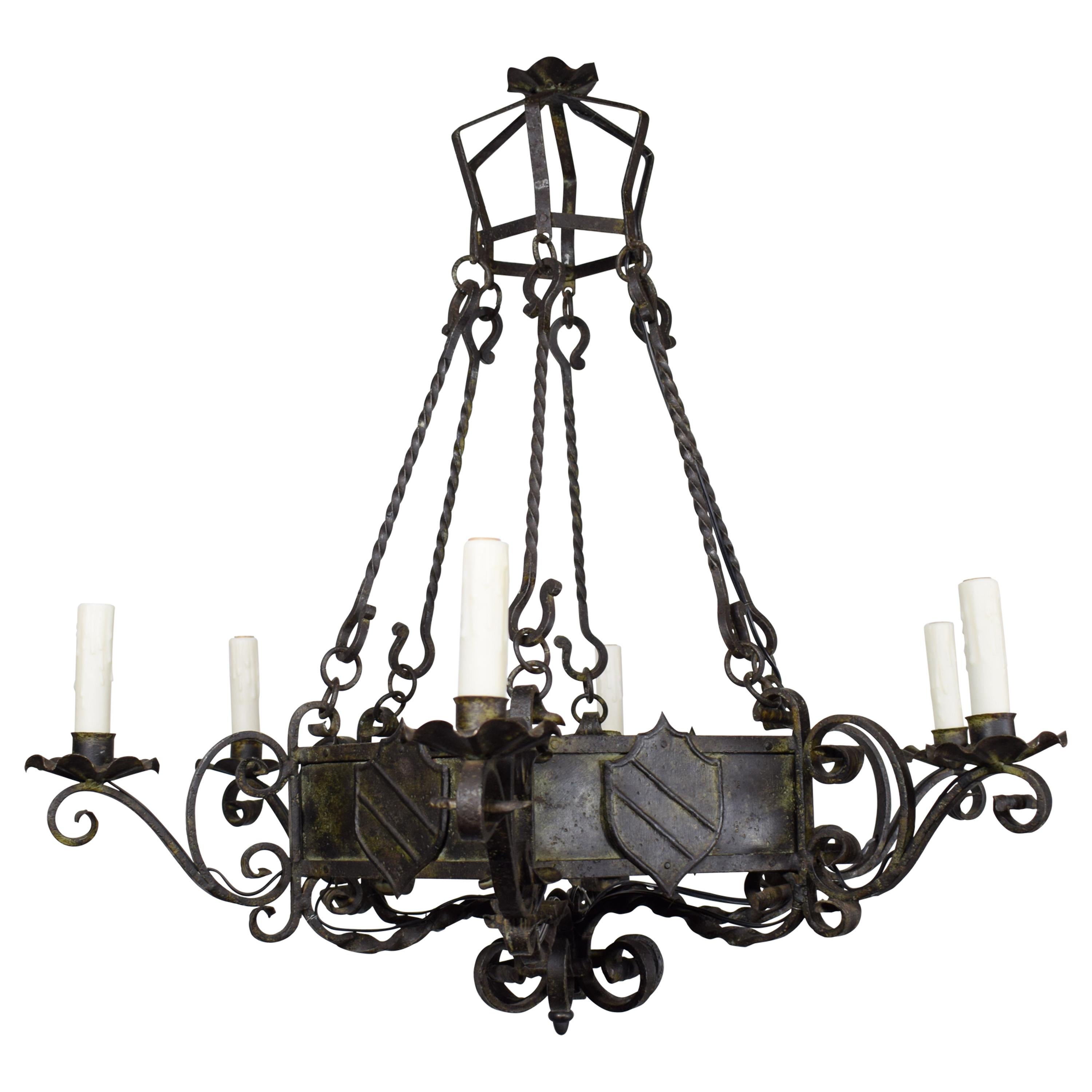 Iron Chandelier with Shields