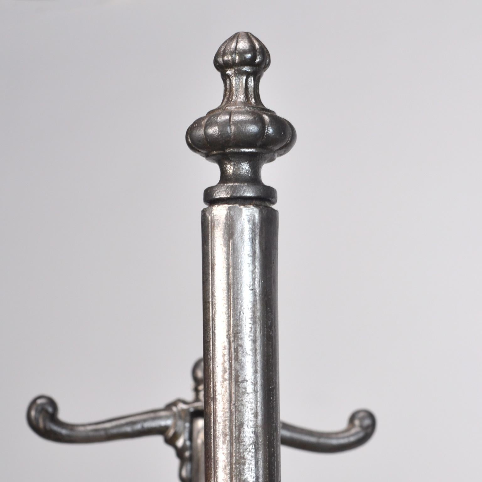 Art Nouveau Iron Coatrack with Umbrella Stand, Circa 1920