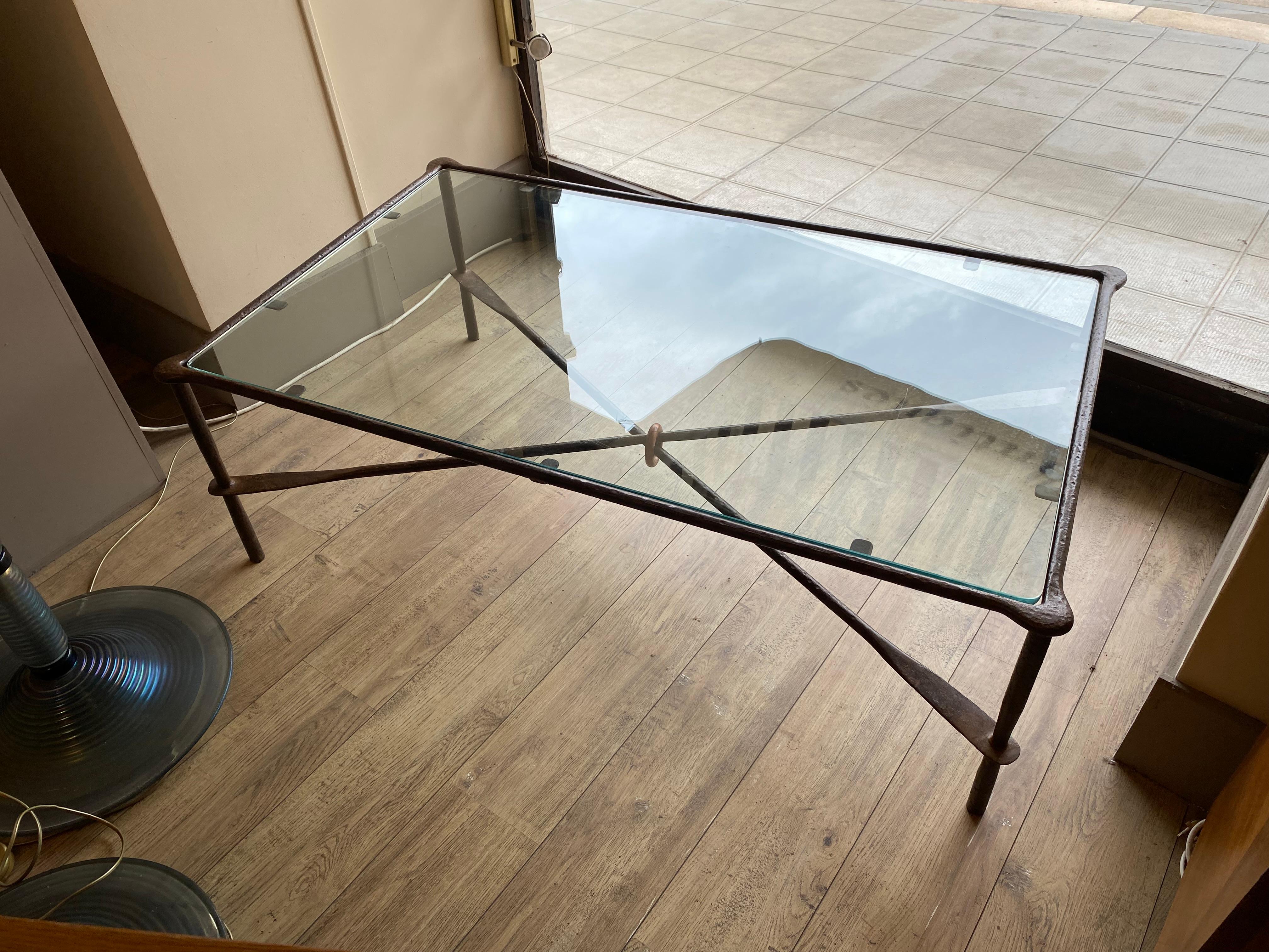 Iron coffee table, Giacometti style, 20th In Good Condition In Nice, FR