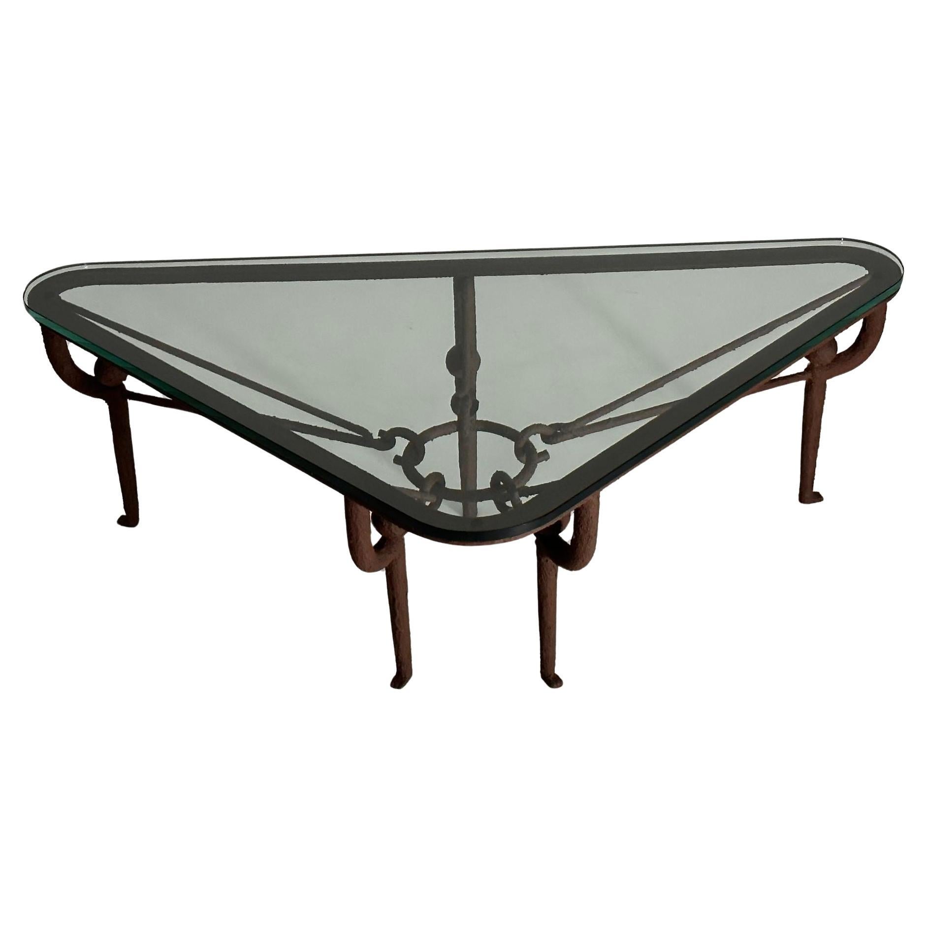 Iron Coffee Table w/Brown Painted Plaster Finish Manner of Diego Giacometti For Sale