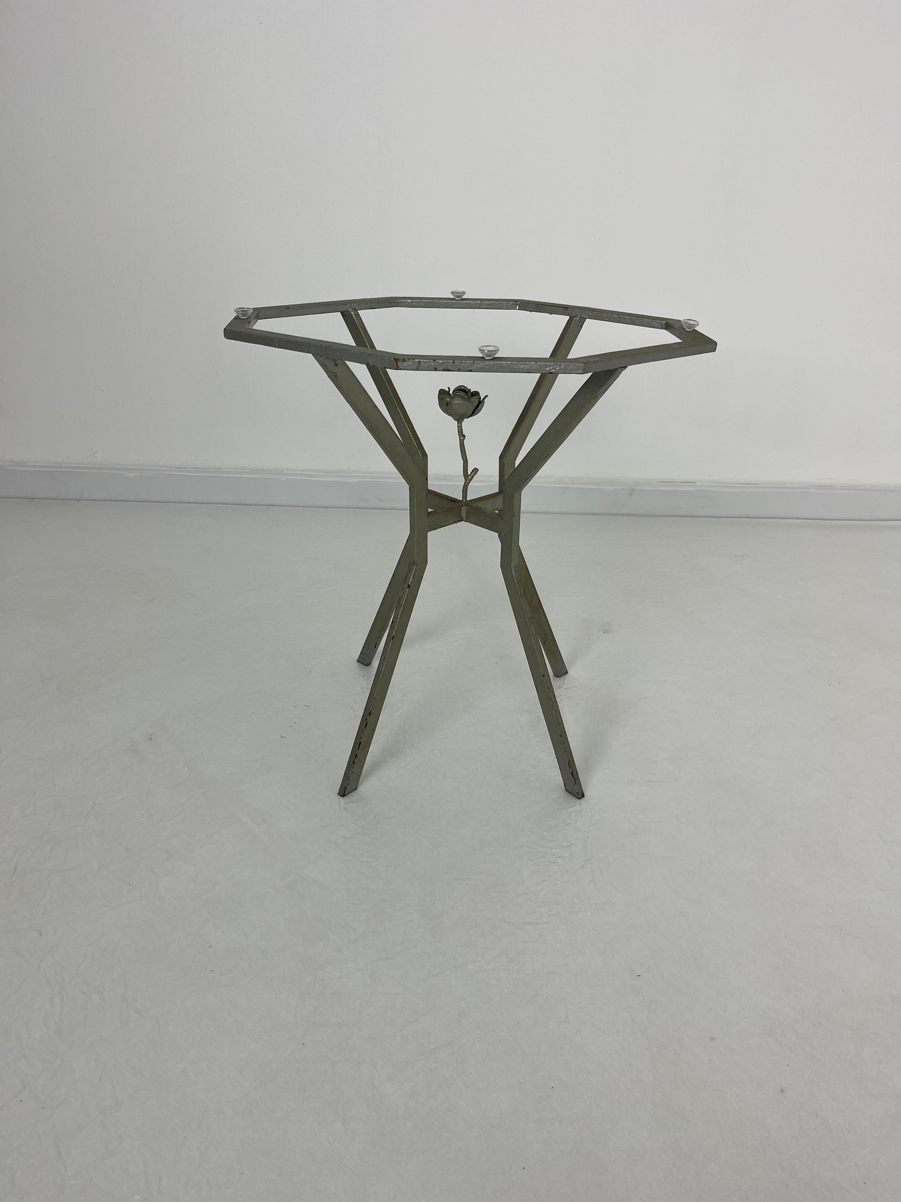 Mesa de centro de hierro con tapa de mármol, Made in Italy Años 60 en venta 1