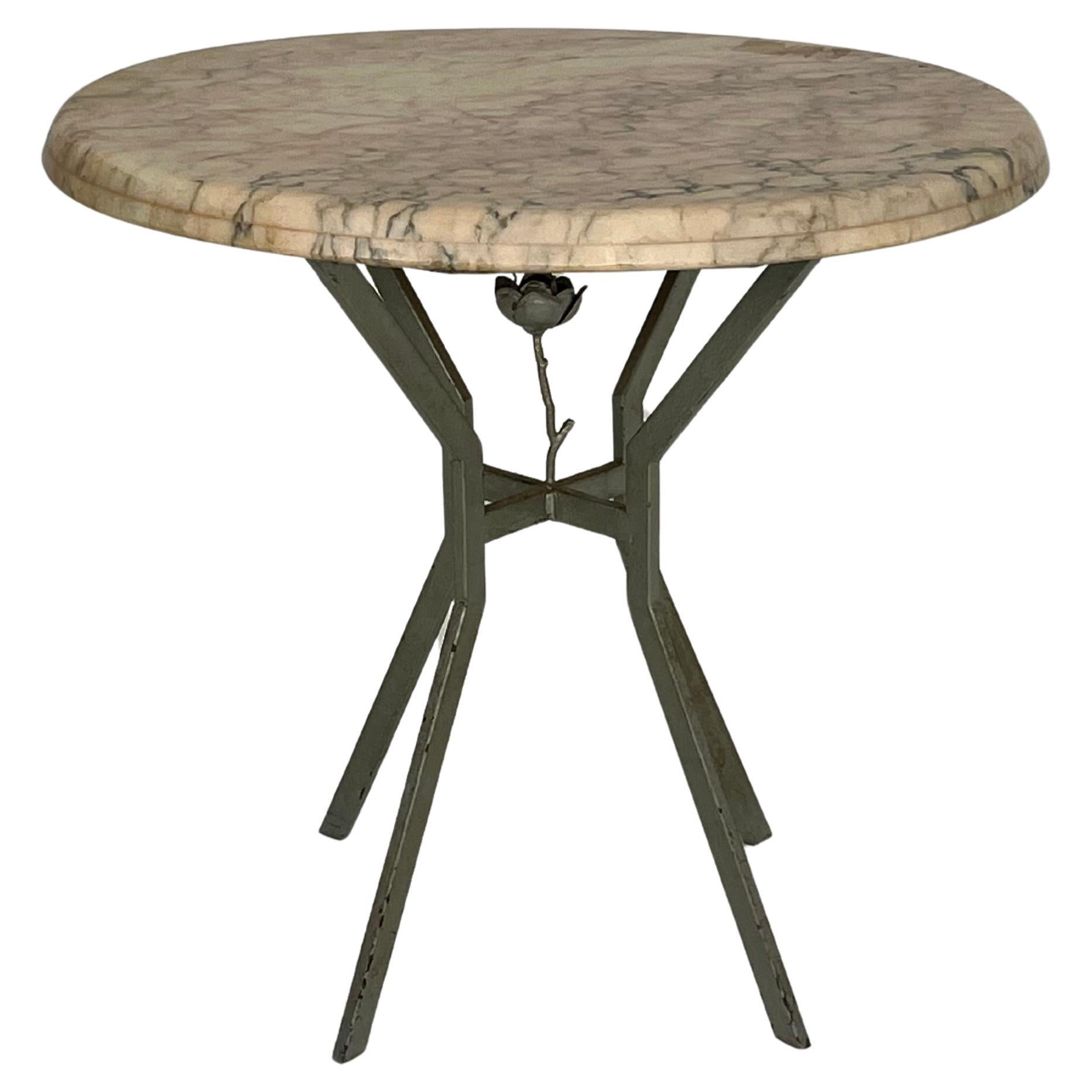 Table basse en fer avec plateau en marbre, fabriquée en Italie, années 1960