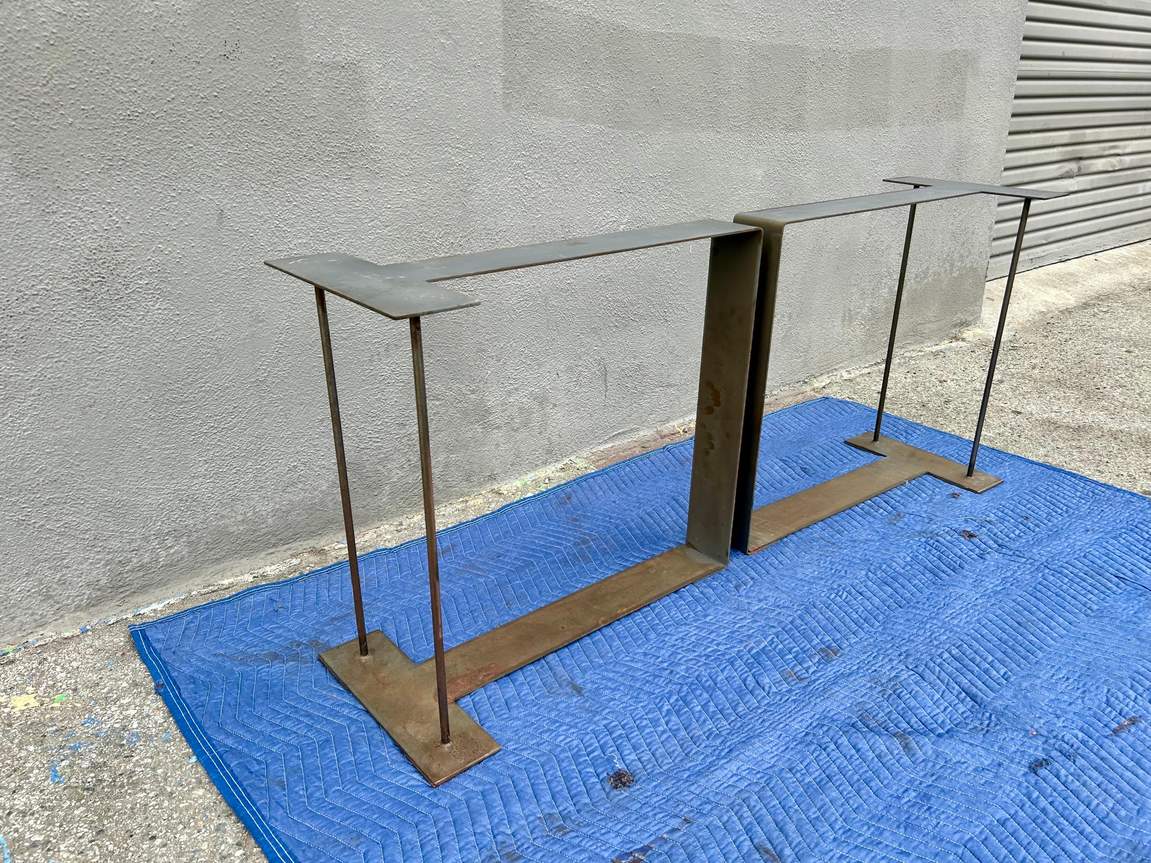 Hand-Carved Iron Table Bases for Console, Desk or Dining after Pierre Chareau