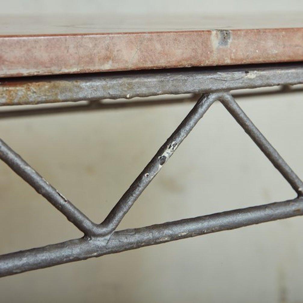 Iron Console Table With Pink Marble Top, France 1960s For Sale 4