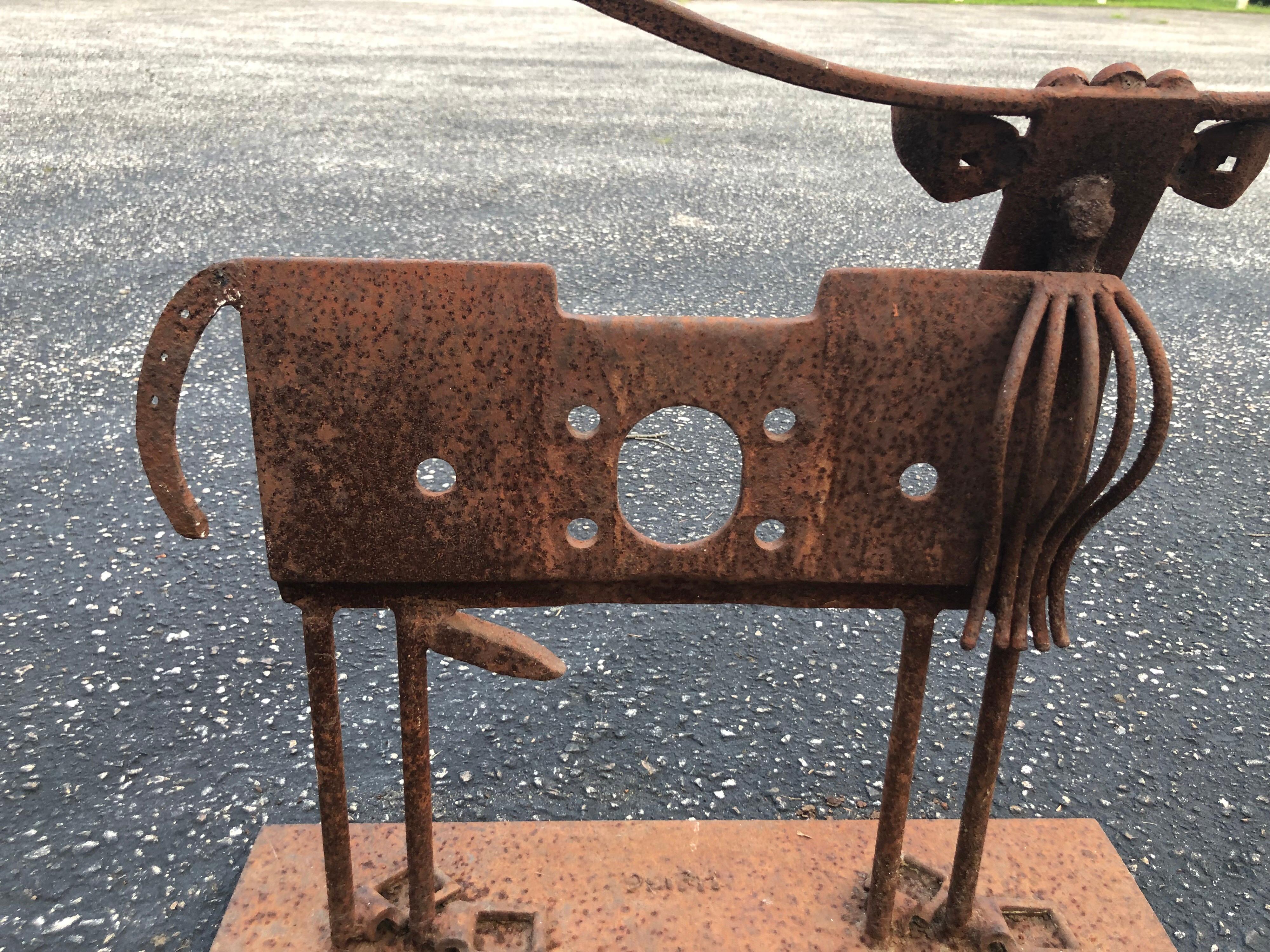 Iron Cow Sculpture Signed Heiss 5