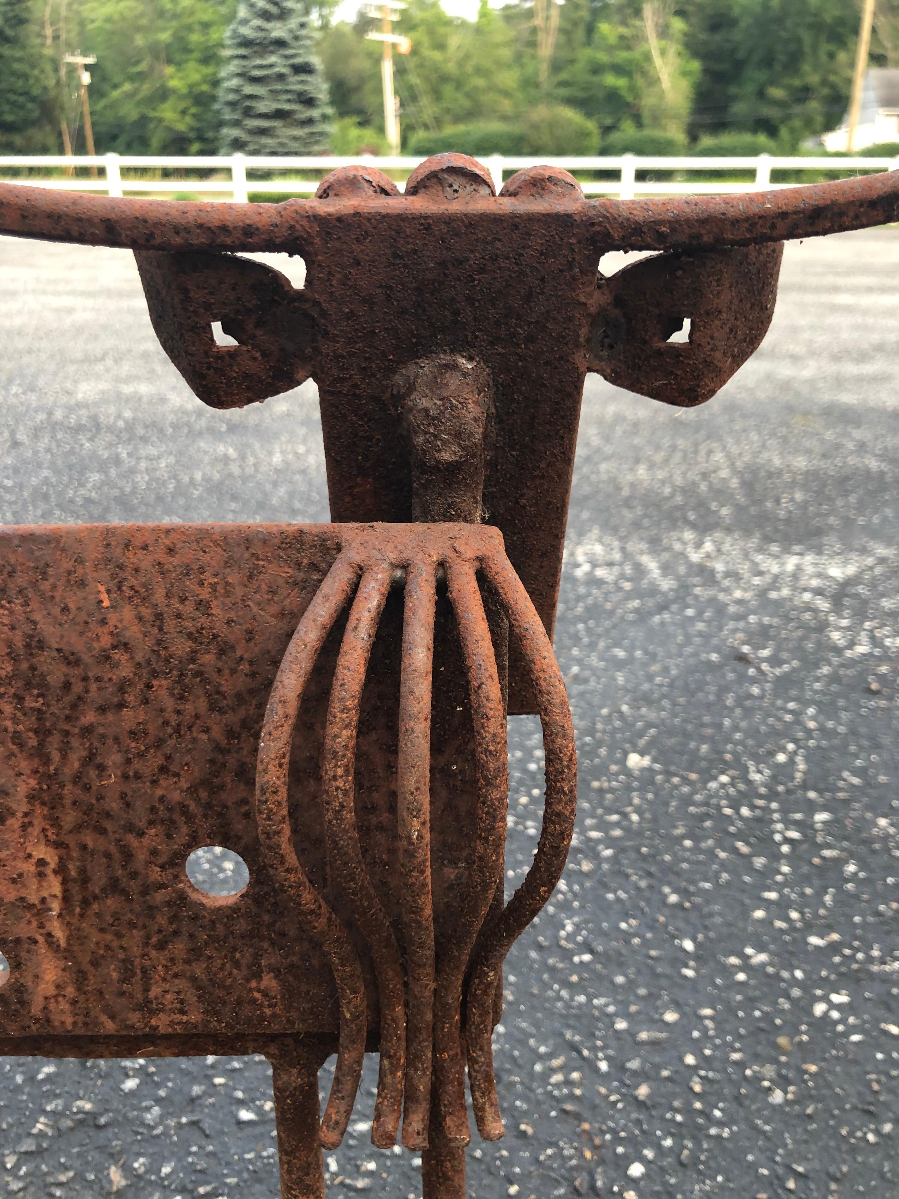 Iron Cow Sculpture Signed Heiss 6