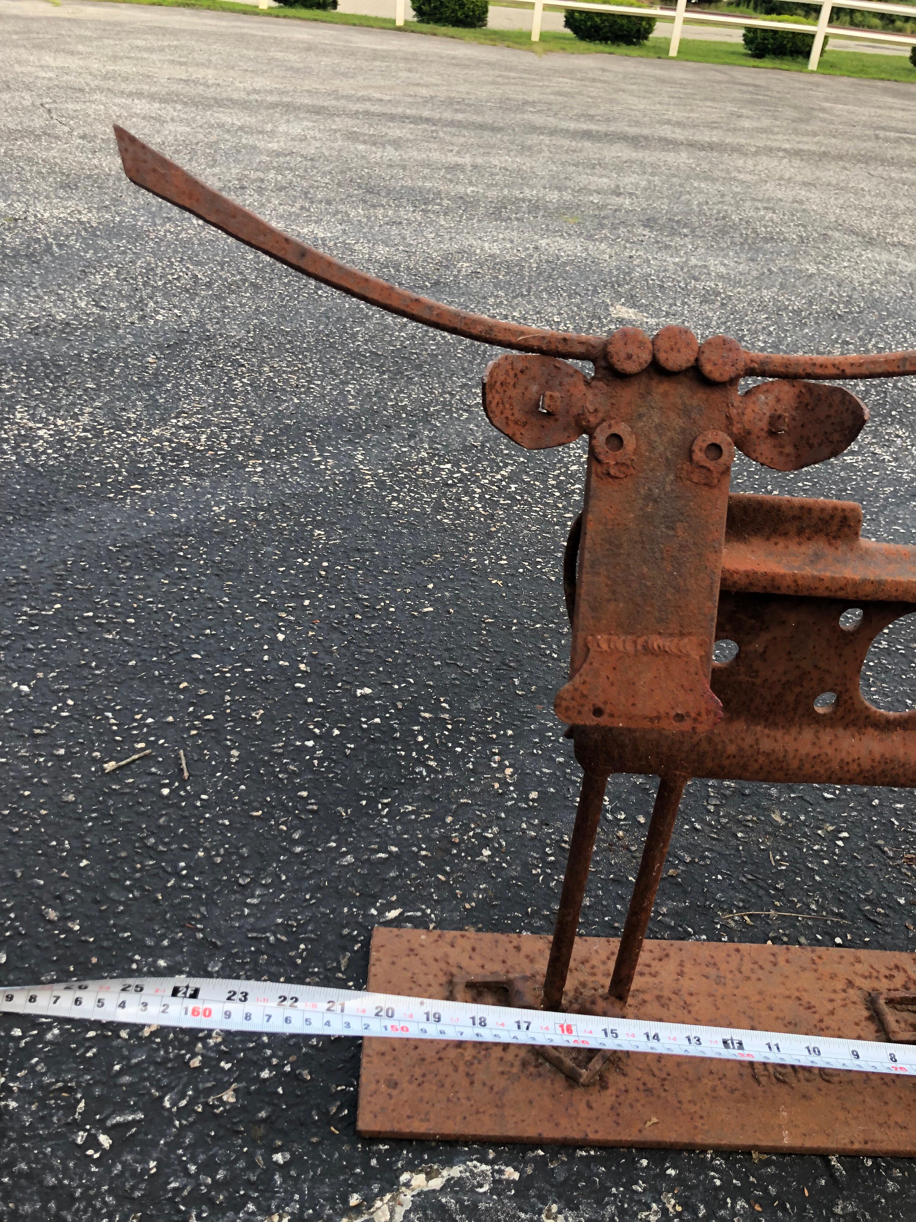 Iron Cow Sculpture Signed Heiss 10