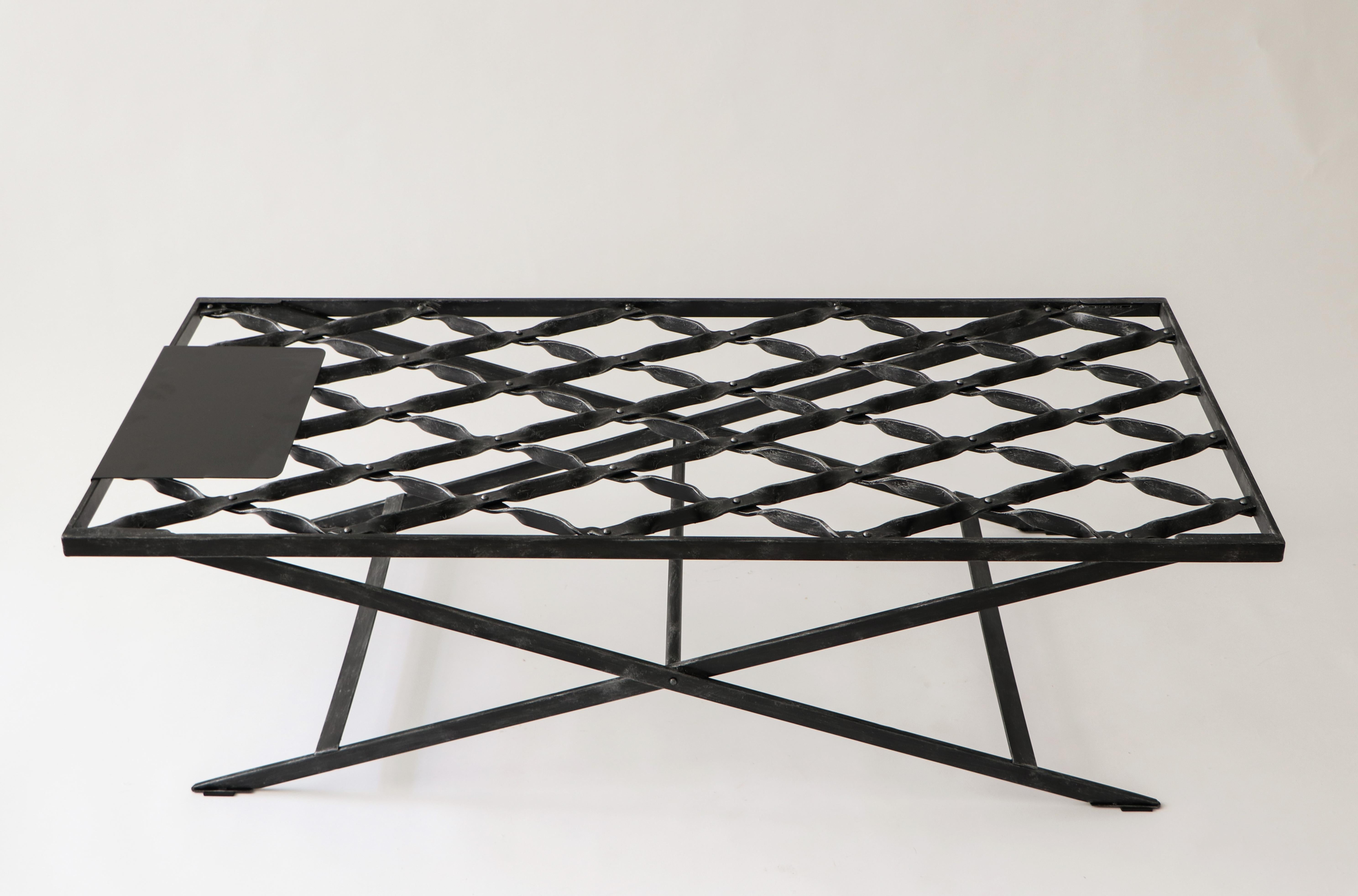 Forged Iron Daybed Brutal Black Wrought Iron Handcrafted For Sale