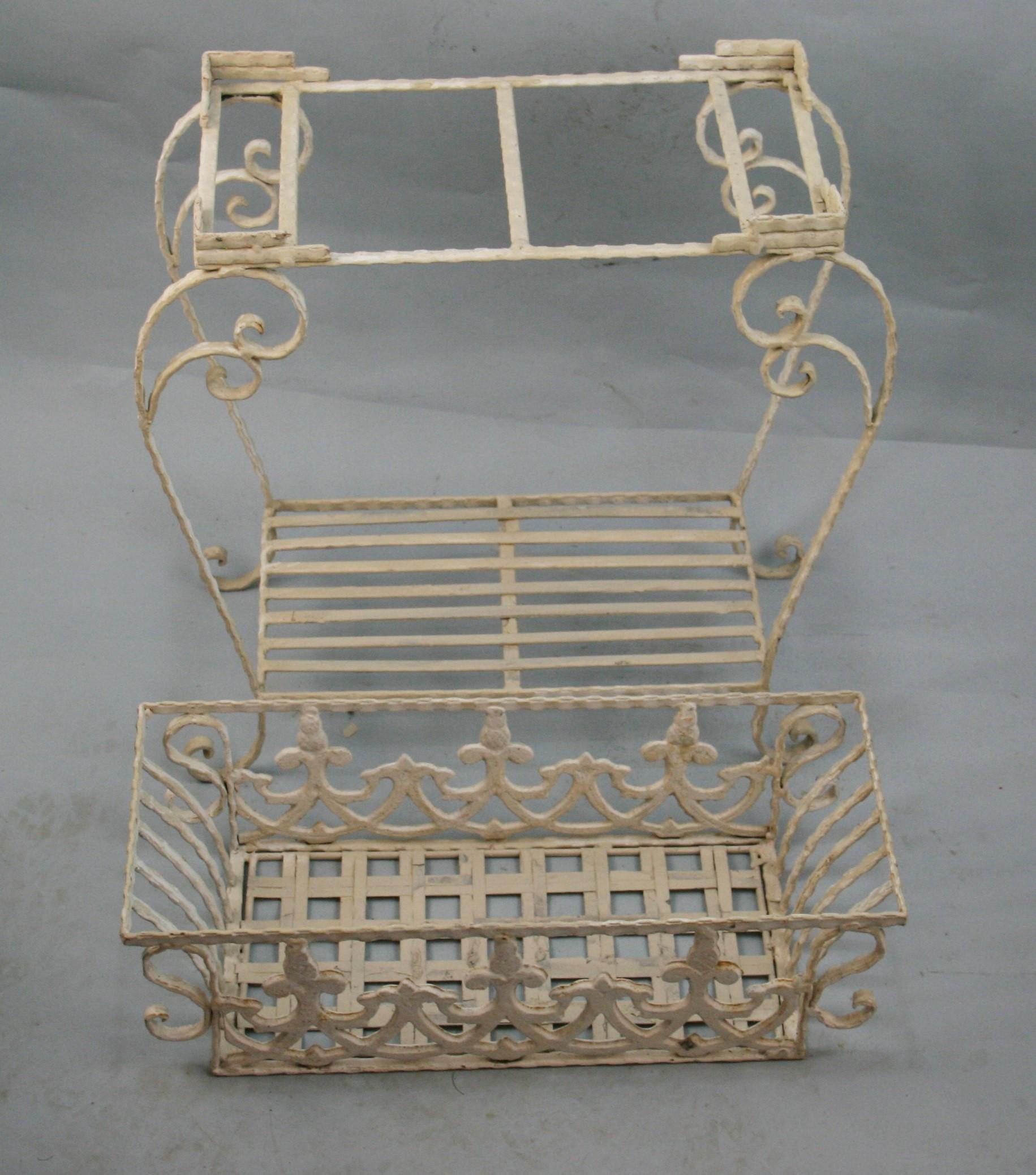 Mid-20th Century Iron Decorative Two Level Garden Plant Stand For Sale