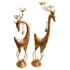 Vintage IRON DEER CANDLE WITH Bell