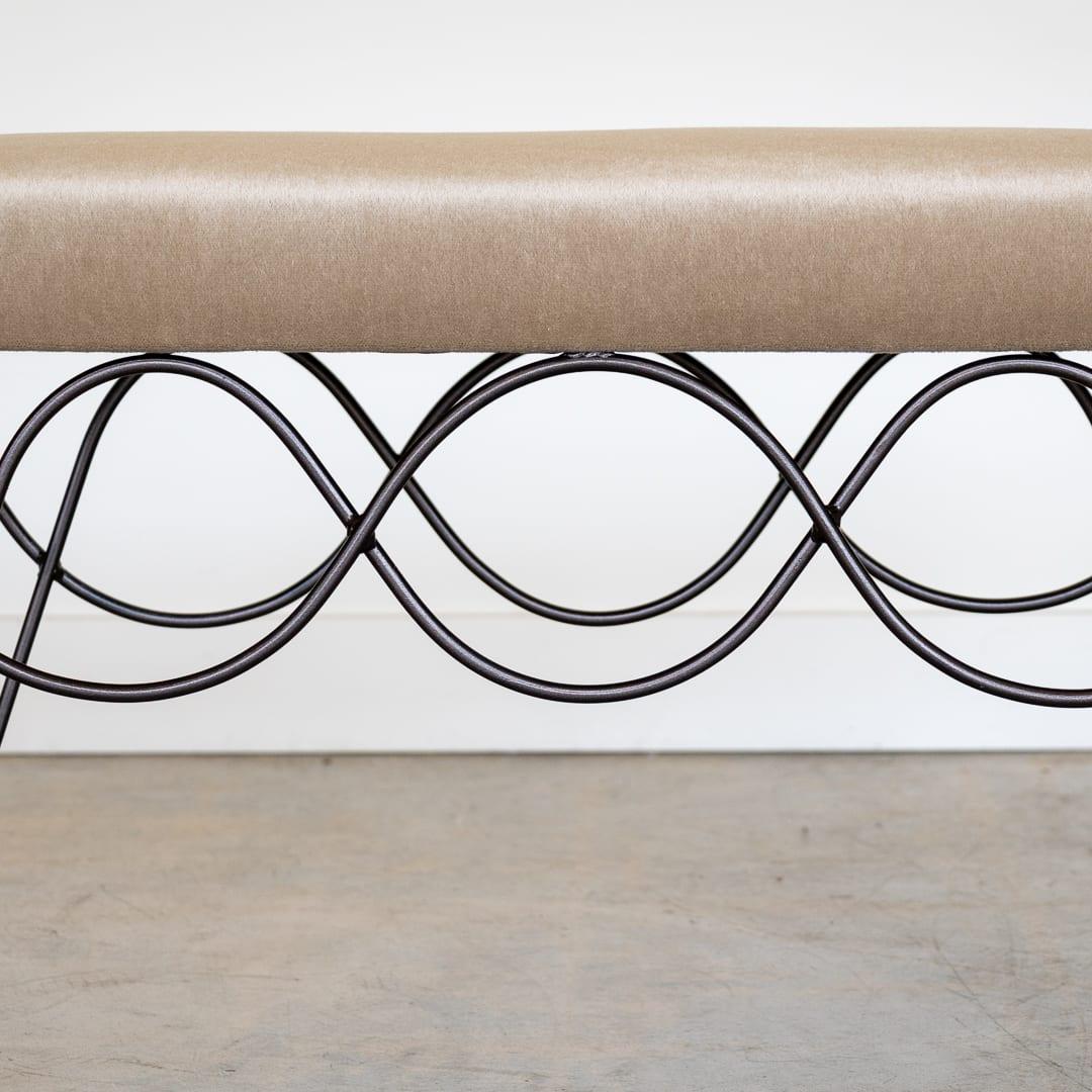 Panoplie Iron Double Loop Bench, Brown Mohair For Sale 3