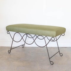 Panoplie Iron Double Loop Bench, Green Linen