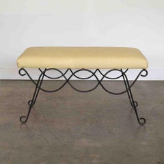Iron Double Loop Bench, Yellow Linen