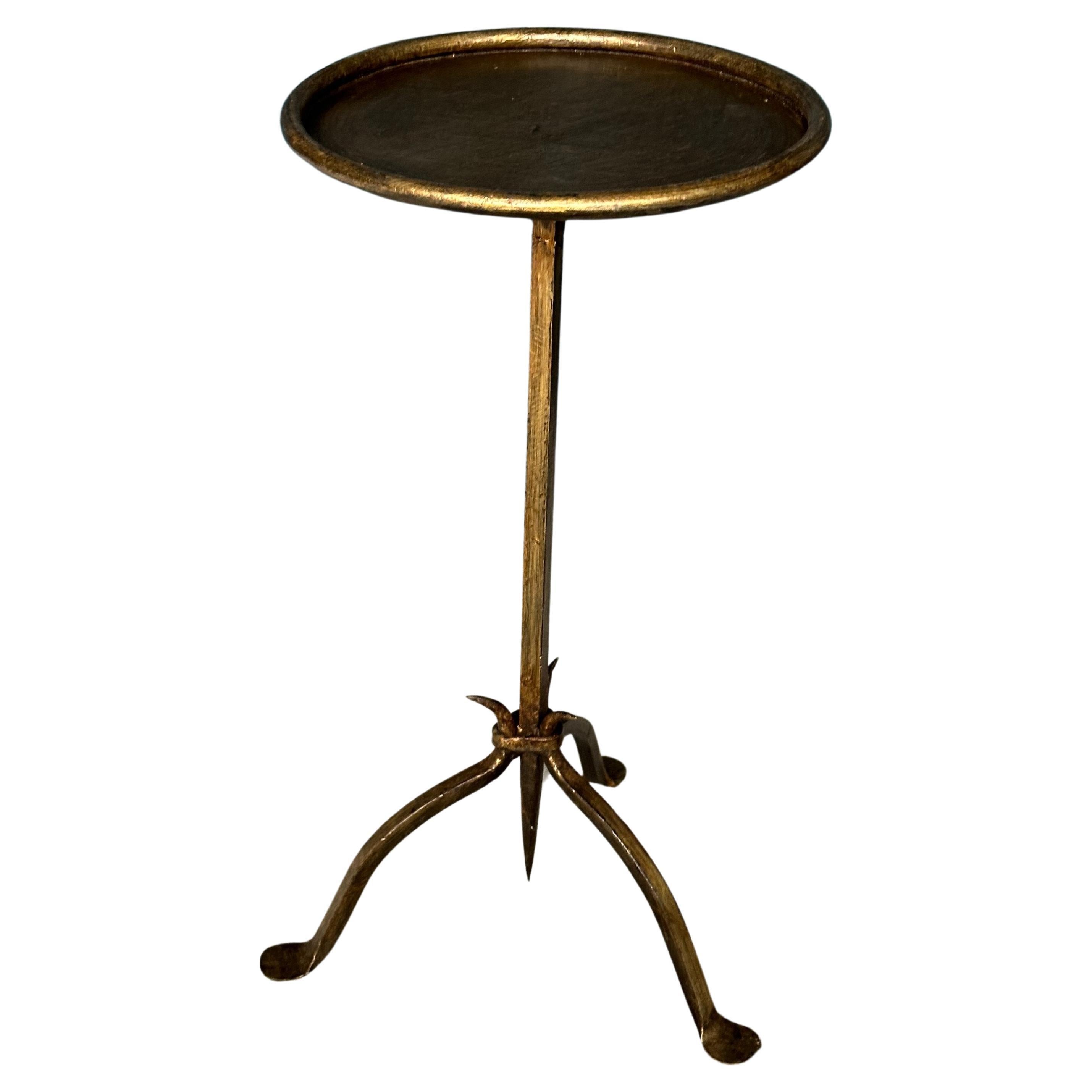 Iron Drinks Table with Gold Patina For Sale
