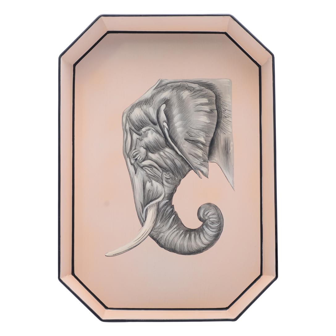 Glazed Iron Elephant  Tray , hand painted
