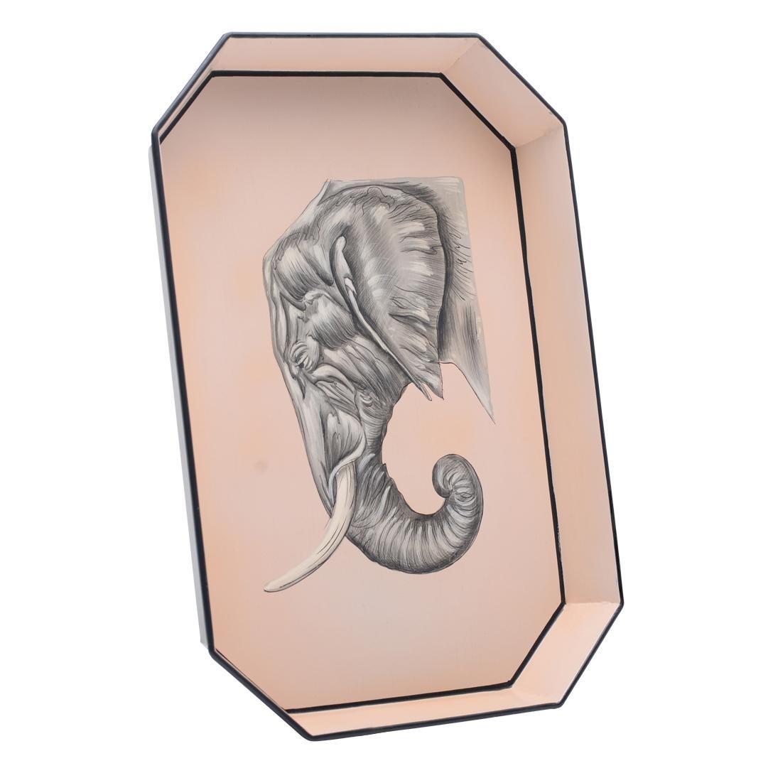 Iron Elephant  Tray , hand painted In Excellent Condition In North Miami, FL