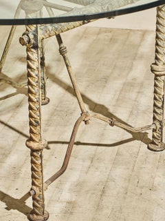 Iron Entry Table with Glass Top in the style of Ilana Goor