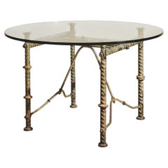 Iron Entry Table with Glass Top in the style of Ilana Goor