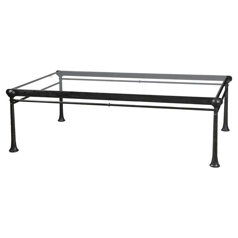 Iron Etienne Cocktail Table with Glass Top For Sale at 1stDibs