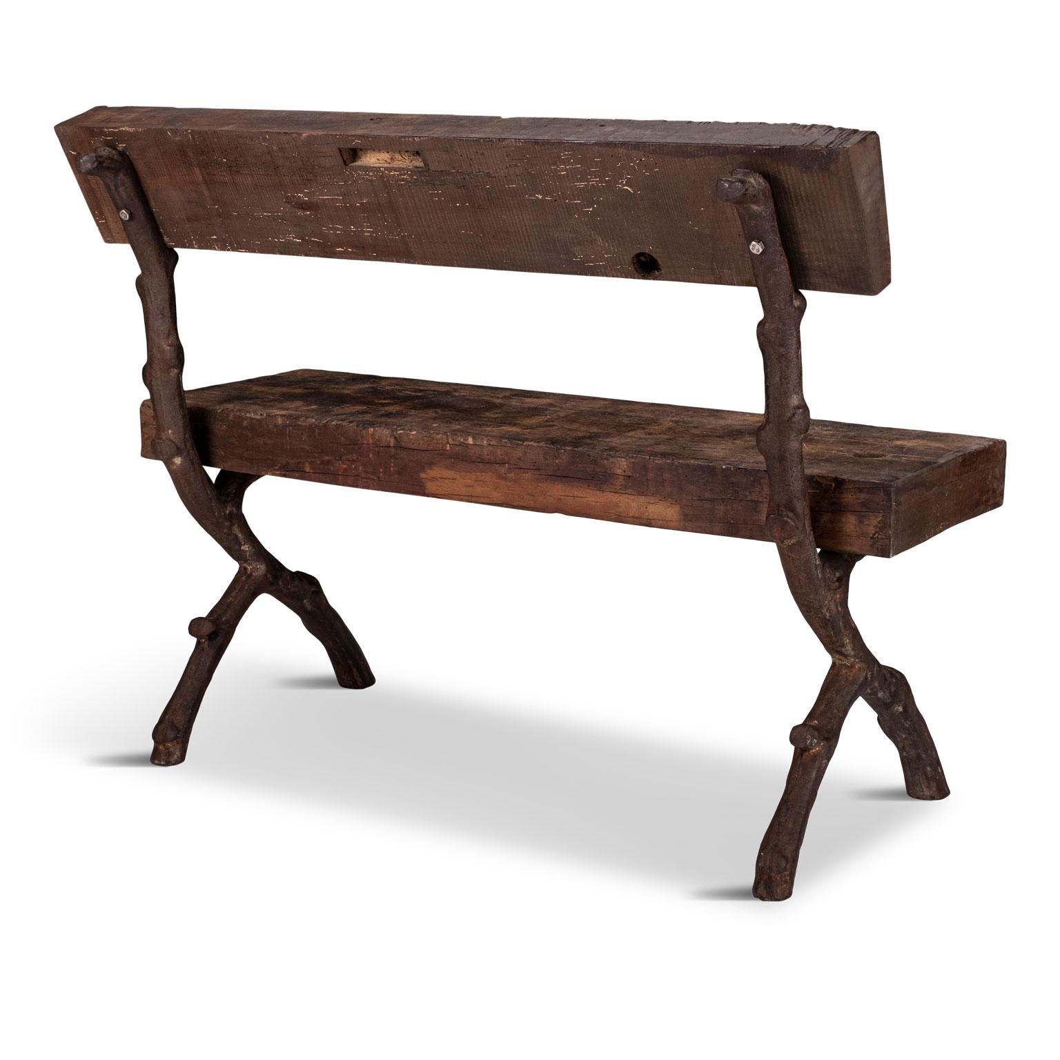 Belgian Iron Faux Bois Bench 4